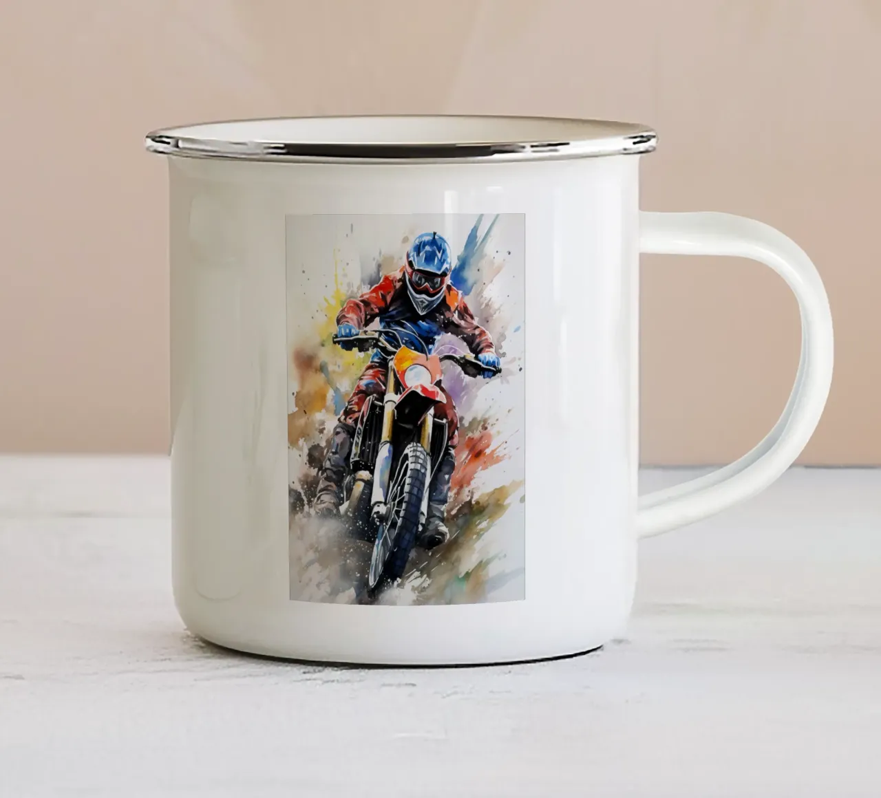 Motocross Watercolor 5 tazza in smalto da Mateo