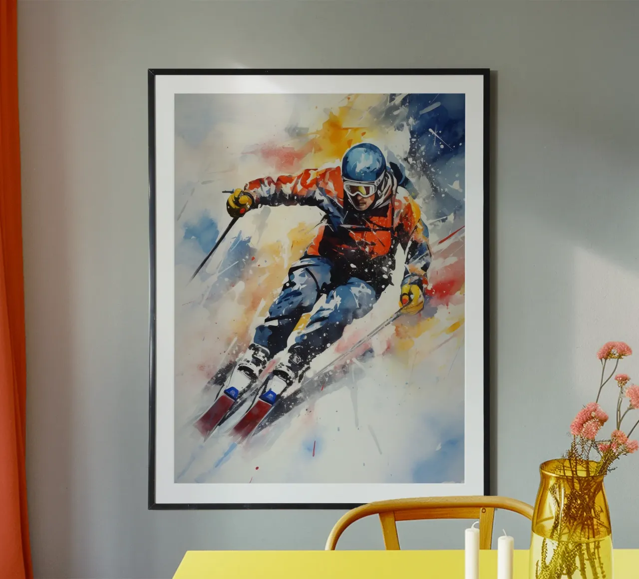 Alpine Skiing Watercolor hahnemühle by Mateo