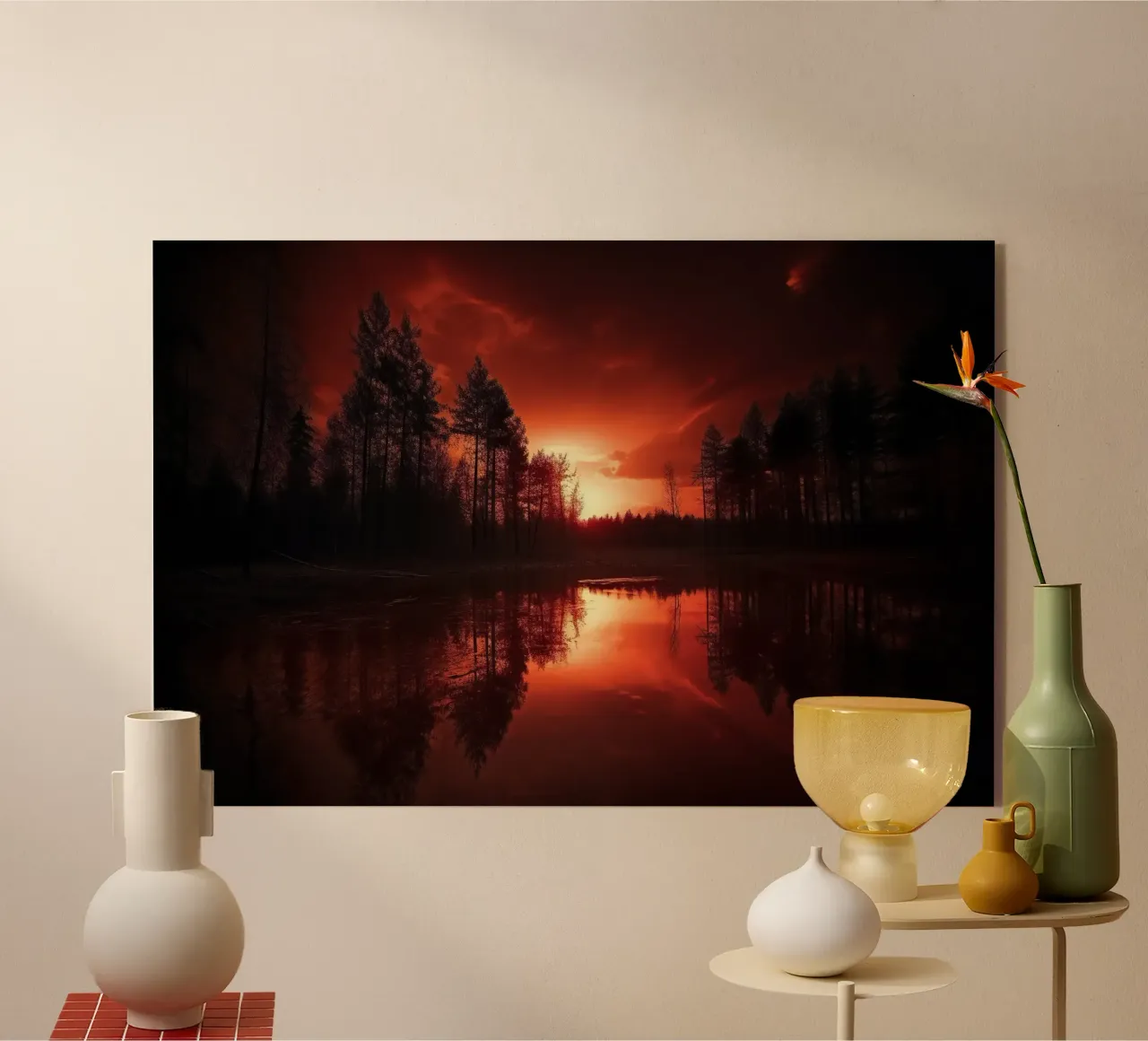 Sonnenuntergang am Waldrand Acryl-Glas von PosterPrint