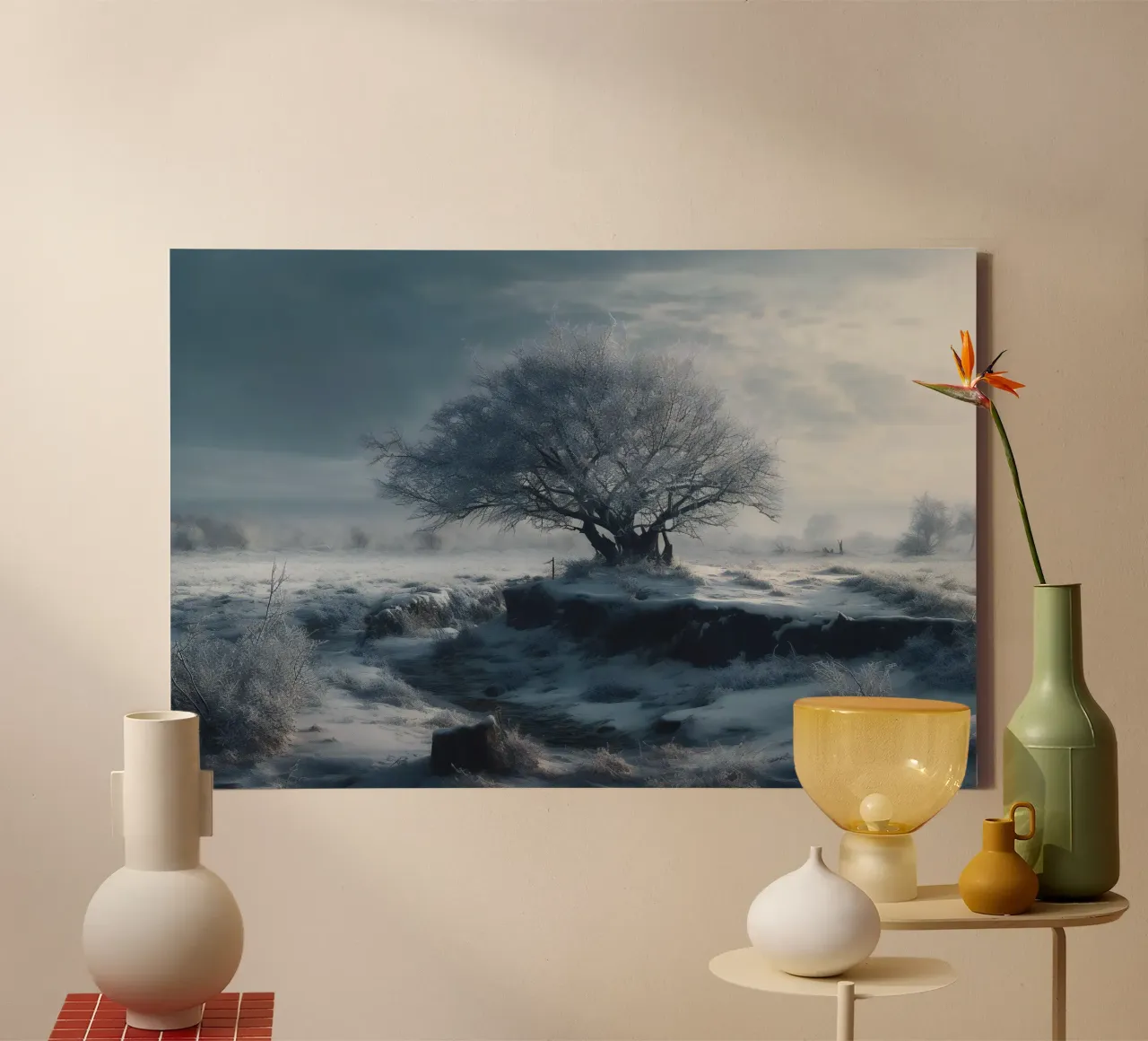 Albero invernale tela con Cornice a cassetta da PosterPrint