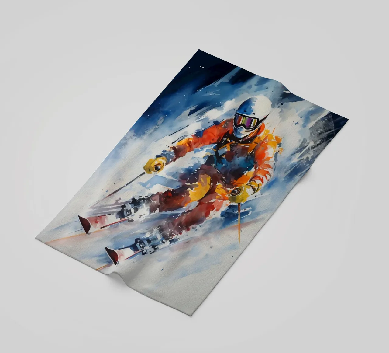 Alpine Skiing Watercolor 3 telo mare da Mateo