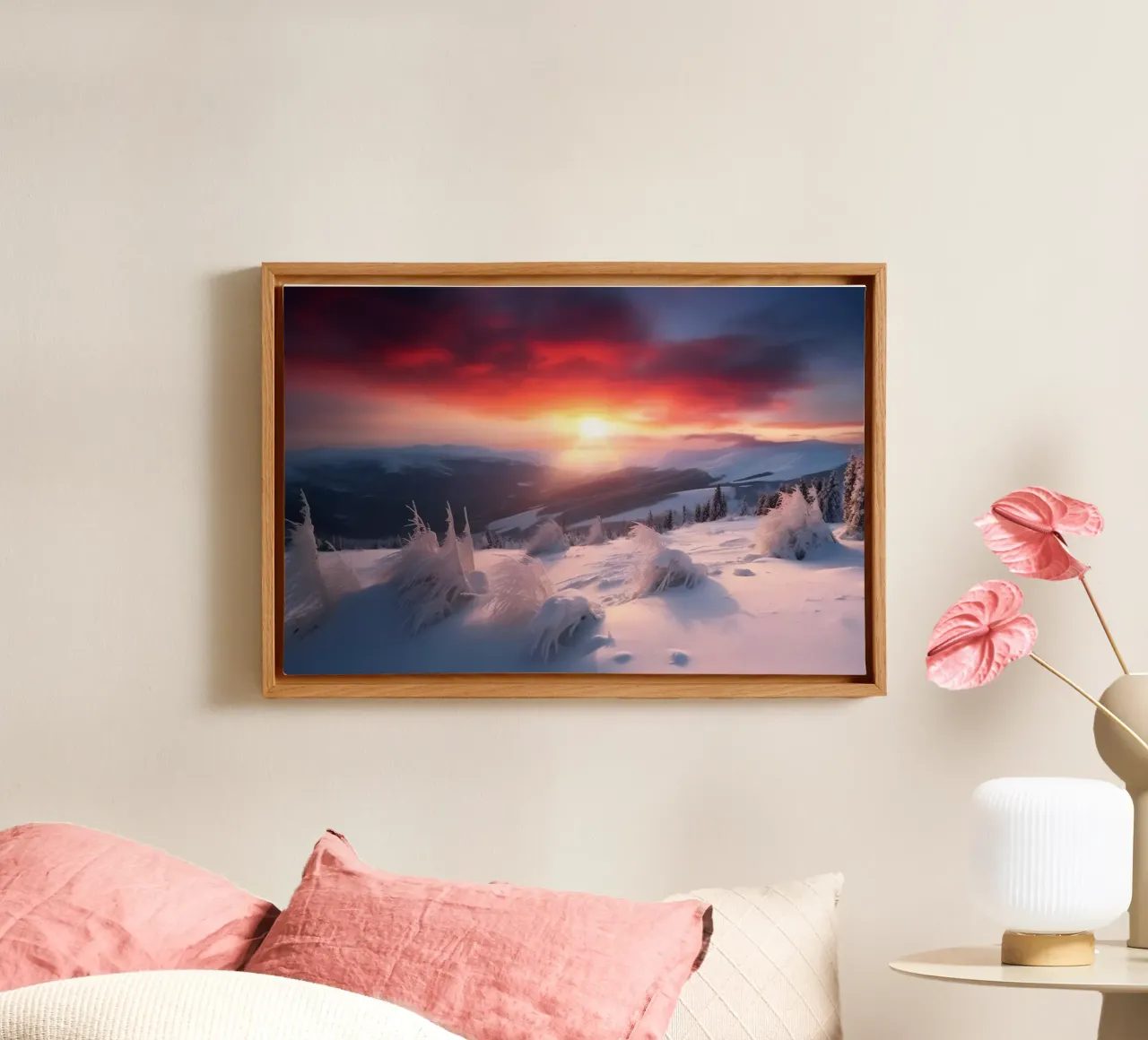 Alba in inverno tela con Cornice a cassetta da PosterPrint