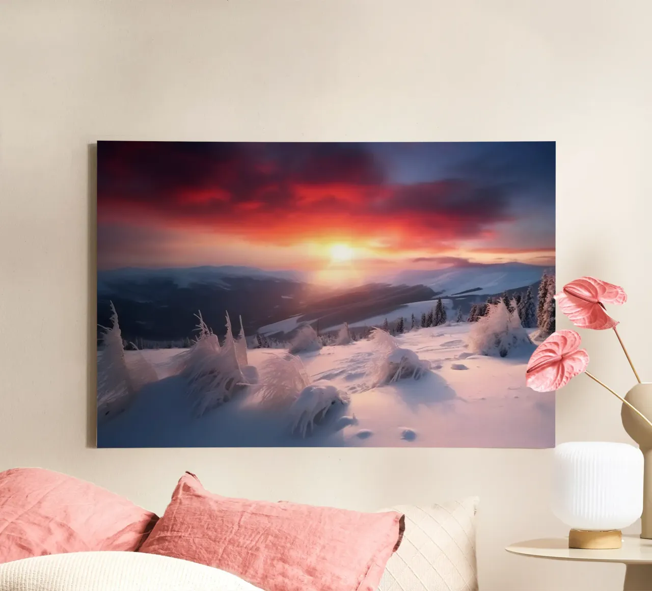 Alba in inverno tela con Cornice a cassetta da PosterPrint