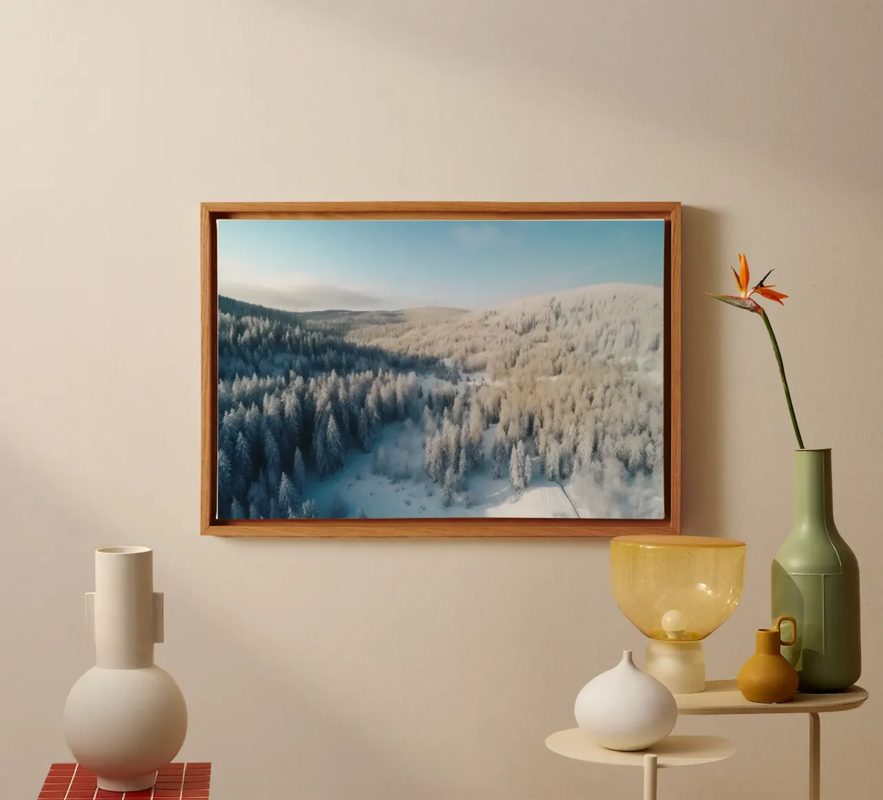 Foresta invernale tela con Cornice a cassetta da PosterPrint