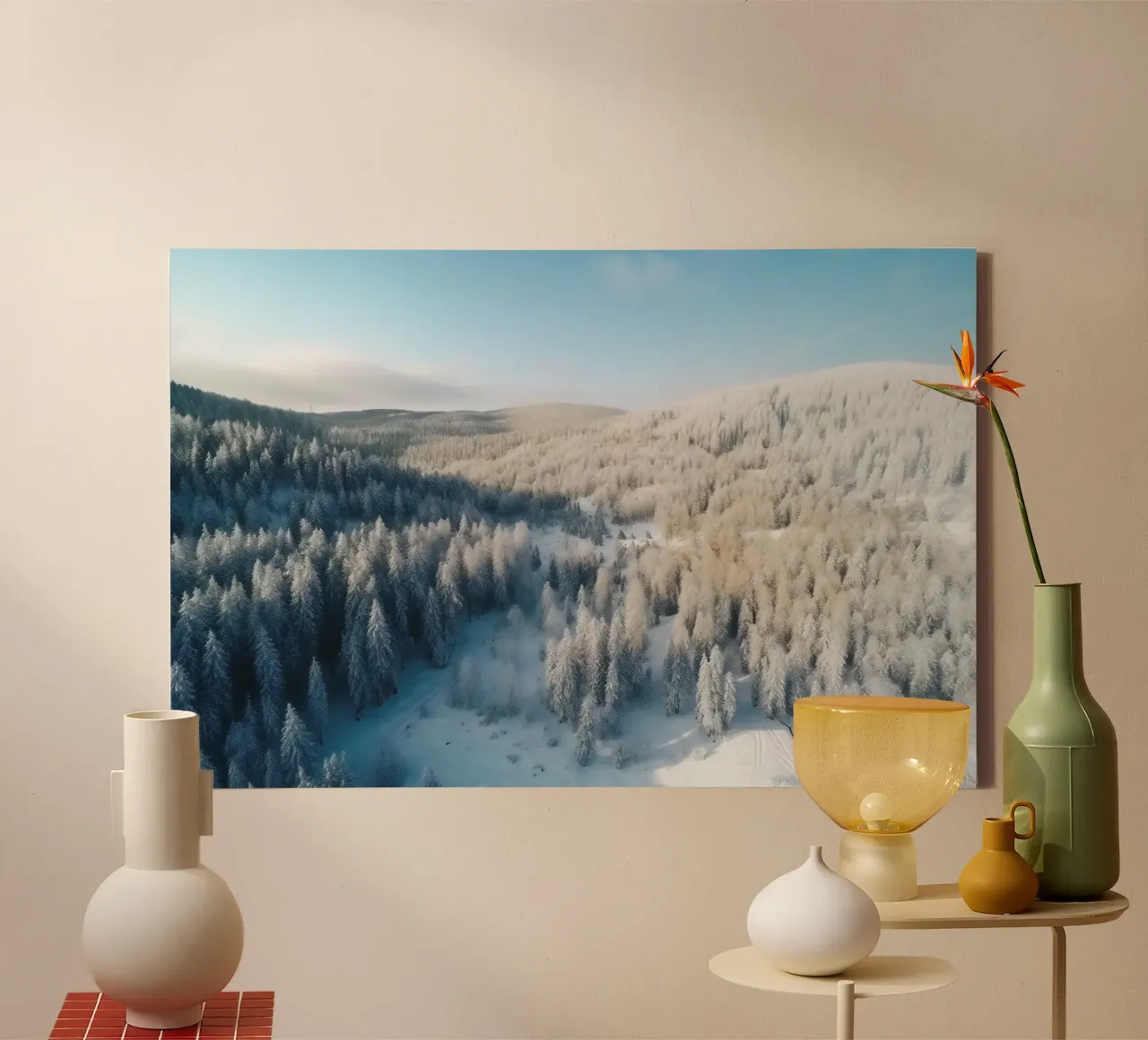 Foresta invernale tela con Cornice a cassetta da PosterPrint