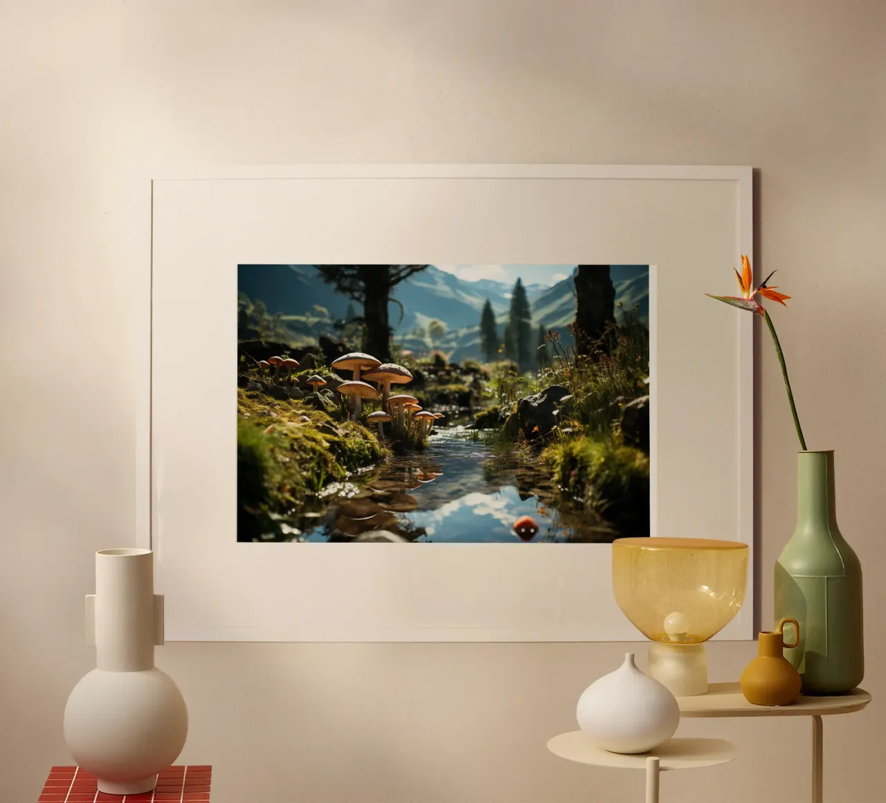 Funghi in riva al torrente poster da PosterPrint