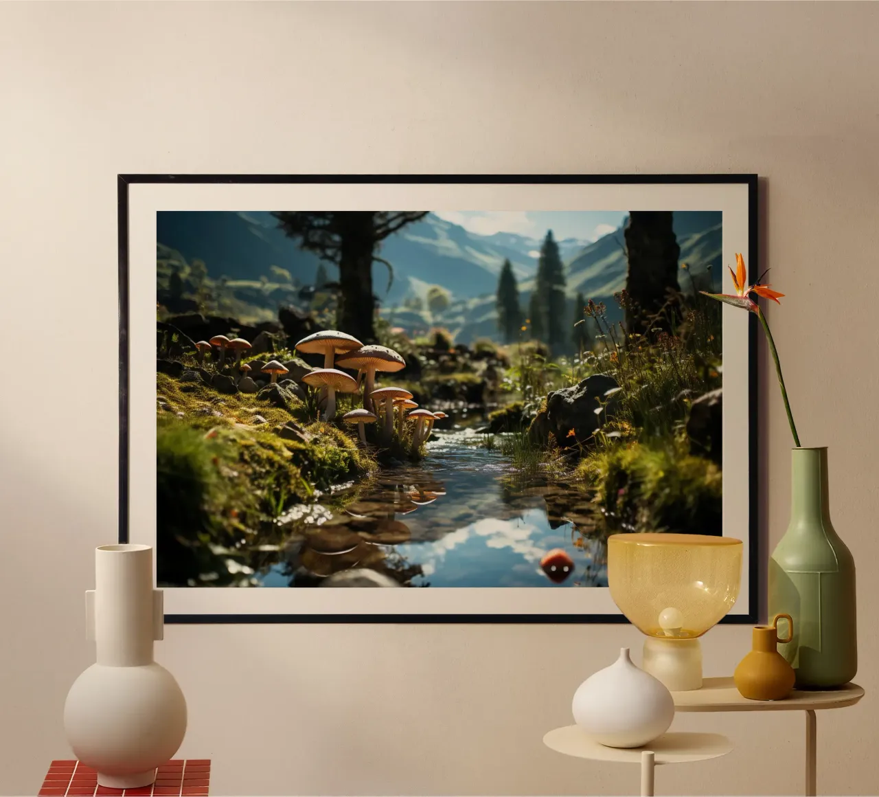 Funghi in riva al torrente poster da PosterPrint