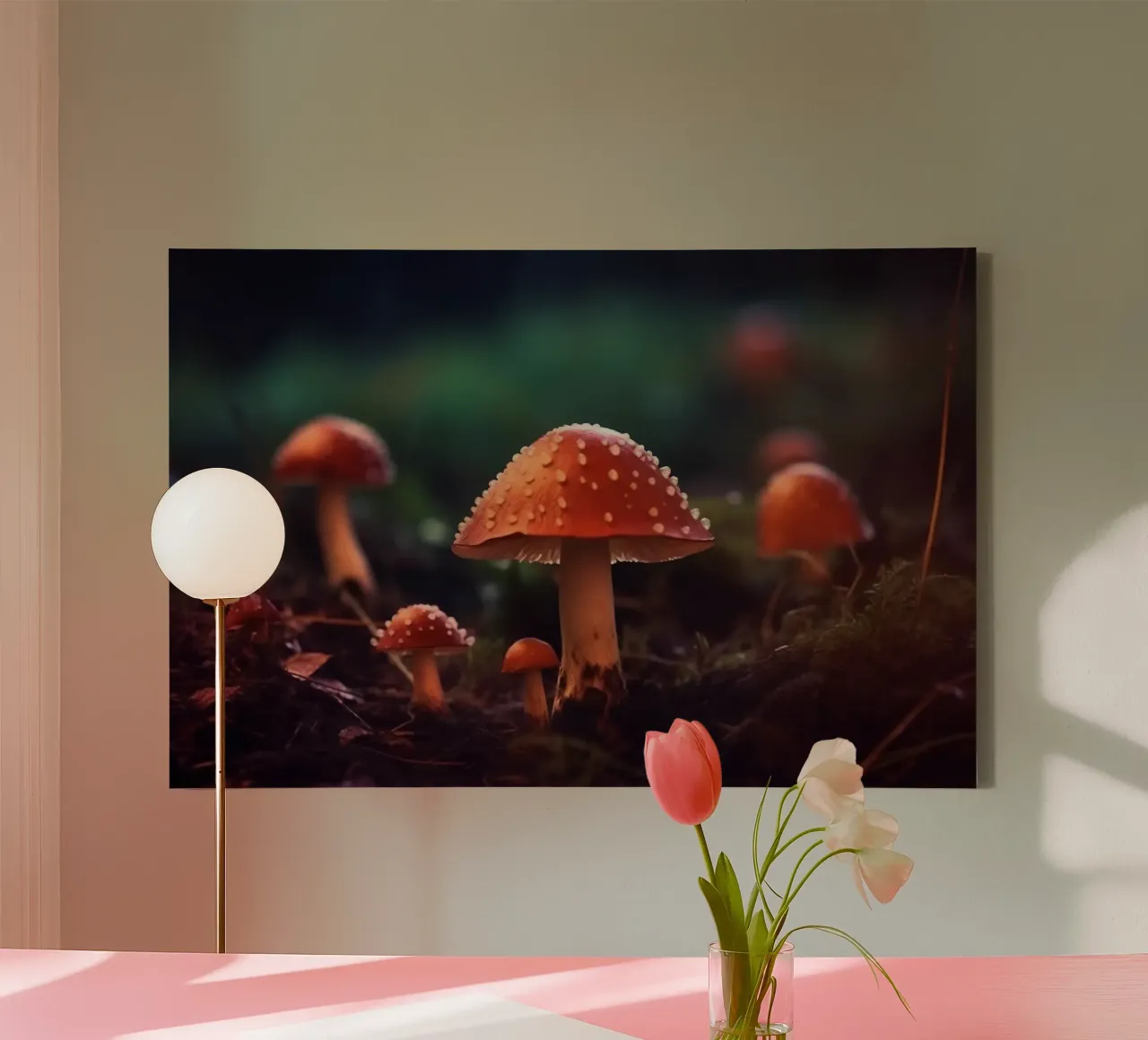Mushrooms on the forest floor canvas by PosterPrint