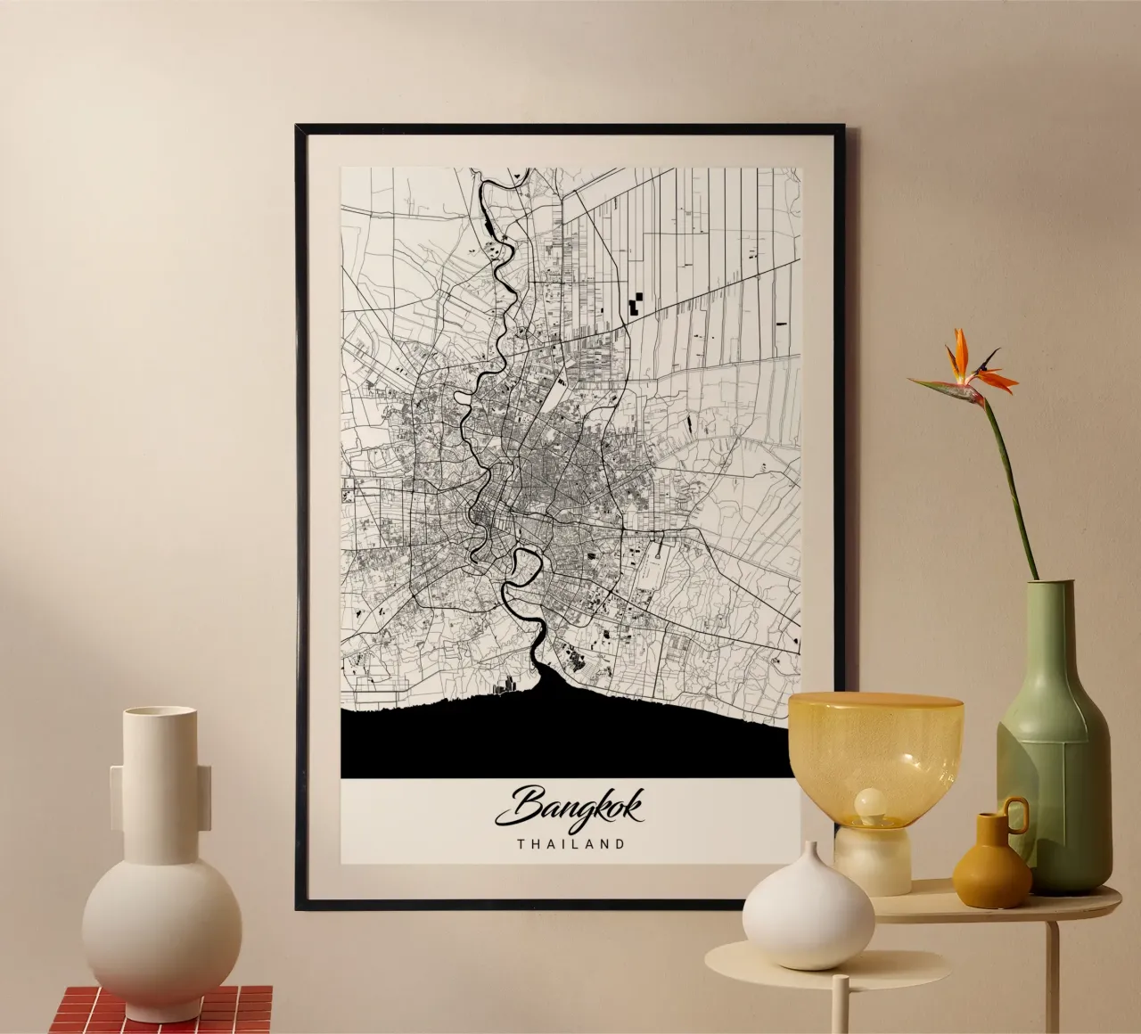 Poster con mappa di Bangkok - Arte murale astratta poster da CityMapPoster