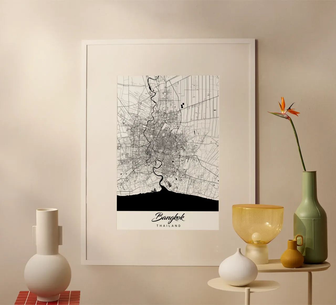 Poster con mappa di Bangkok - Arte murale astratta poster da CityMapPoster