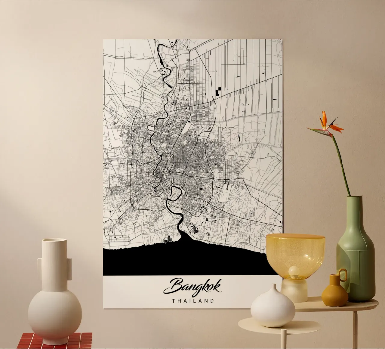 Poster con mappa di Bangkok - Arte murale astratta poster da CityMapPoster