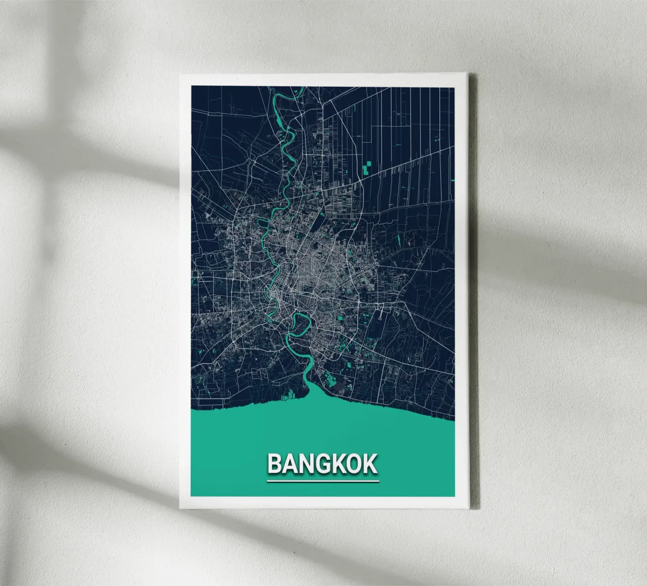 Moderne plattegrond van Bangkok - Minimalistisch ontwerp canvas met Baklijst van CityMapPoster