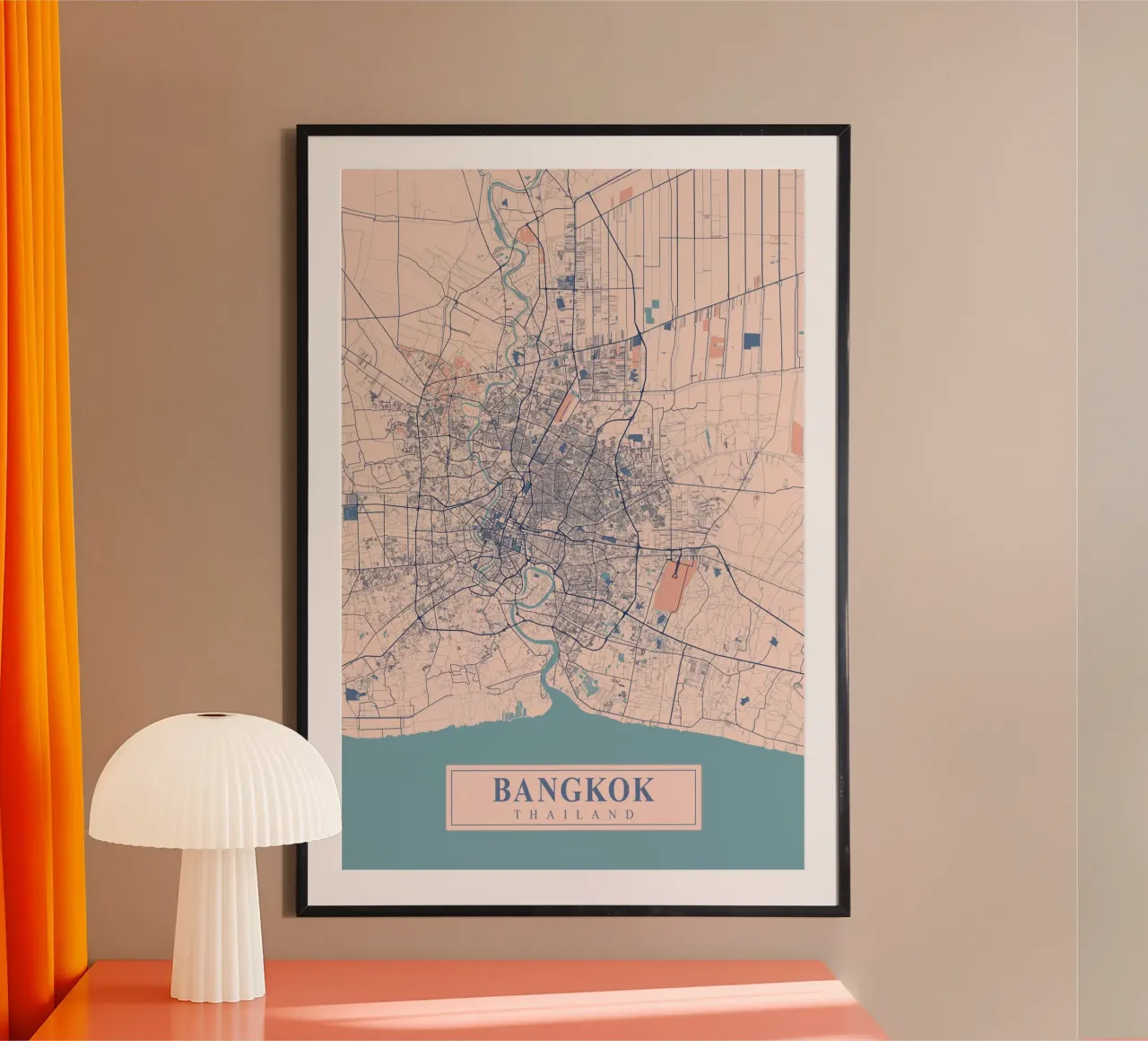 Poster di street art di Bangkok - Mappa moderna della città poster da CityMapPoster