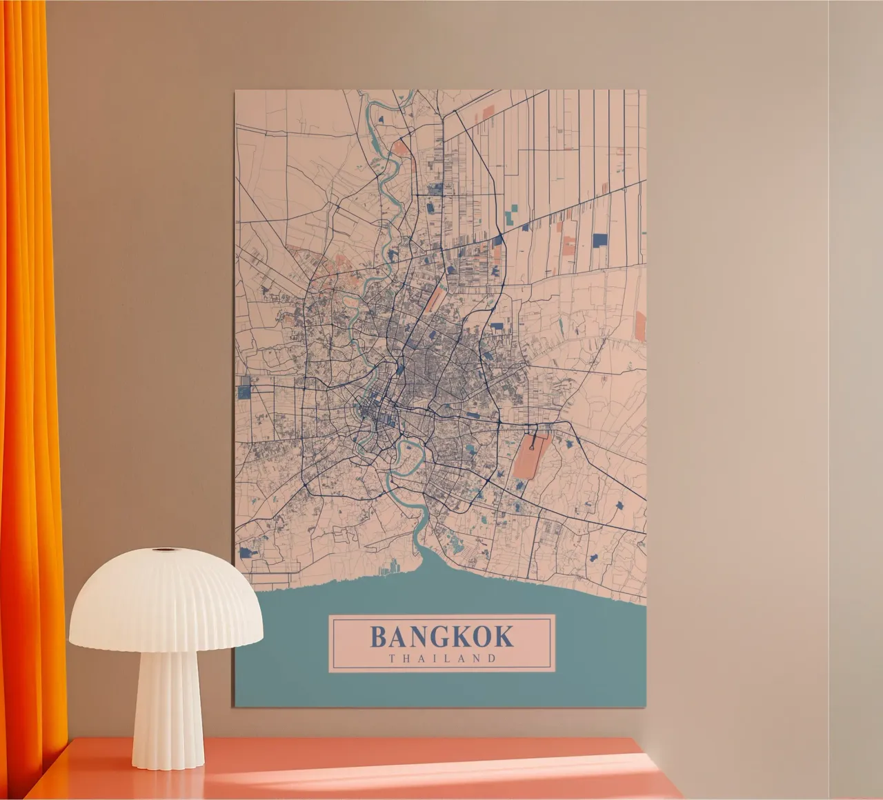 Poster di street art di Bangkok - Mappa moderna della città poster da CityMapPoster
