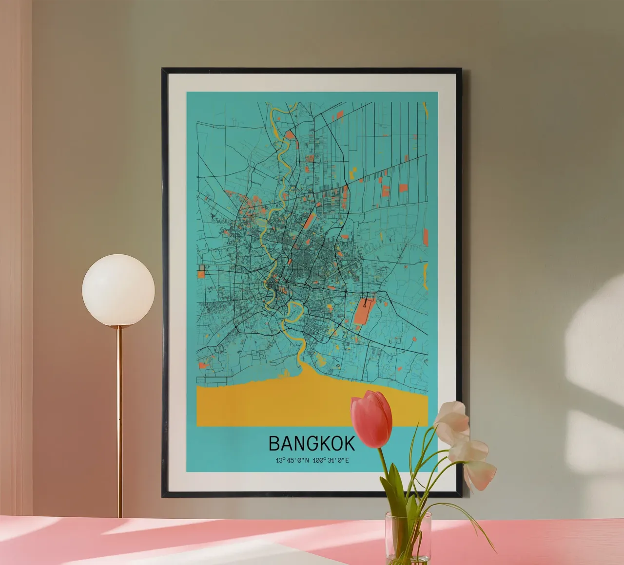 Mappa di Bangkok Stadt carta hahnemühle da CityMapPoster