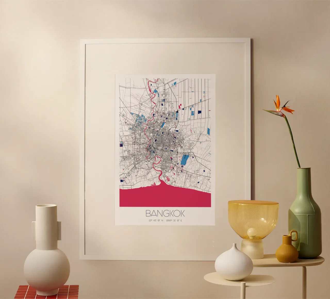 Poster con mappa della città di Bangkok - Urban Chic poster da CityMapPoster
