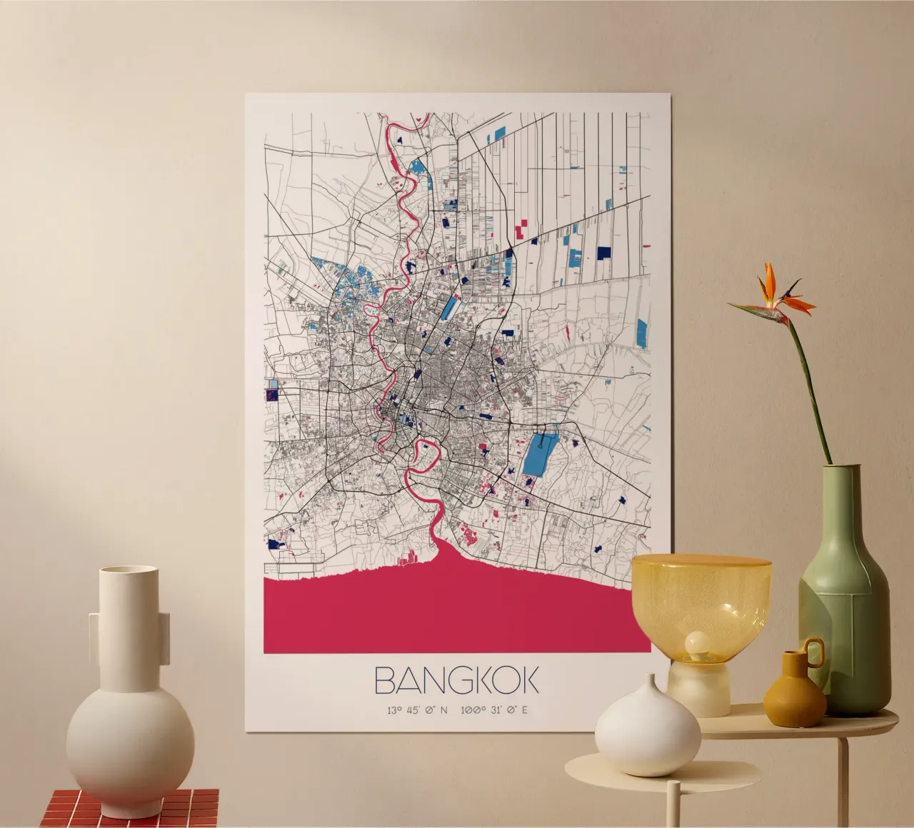 Poster con mappa della città di Bangkok - Urban Chic poster da CityMapPoster