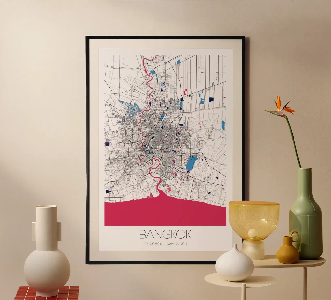 Poster con mappa della città di Bangkok - Urban Chic poster da CityMapPoster
