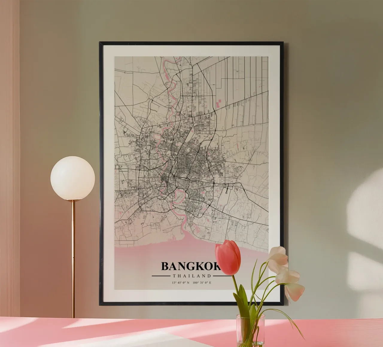 Stampa d'arte di Bangkok - Mappa geometrica della città poster da CityMapPoster