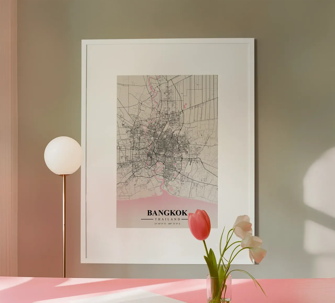Stampa d'arte di Bangkok - Mappa geometrica della città poster da CityMapPoster