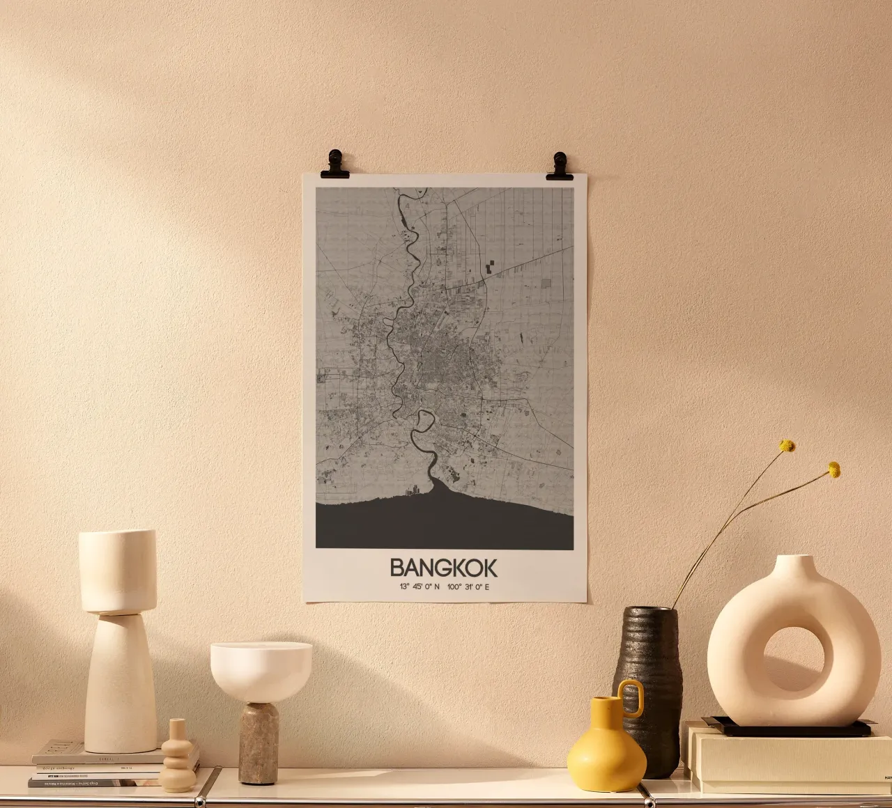 Kunstposter Bangkok - Stadsplattegrond in modern ontwerp poster van CityMapPoster