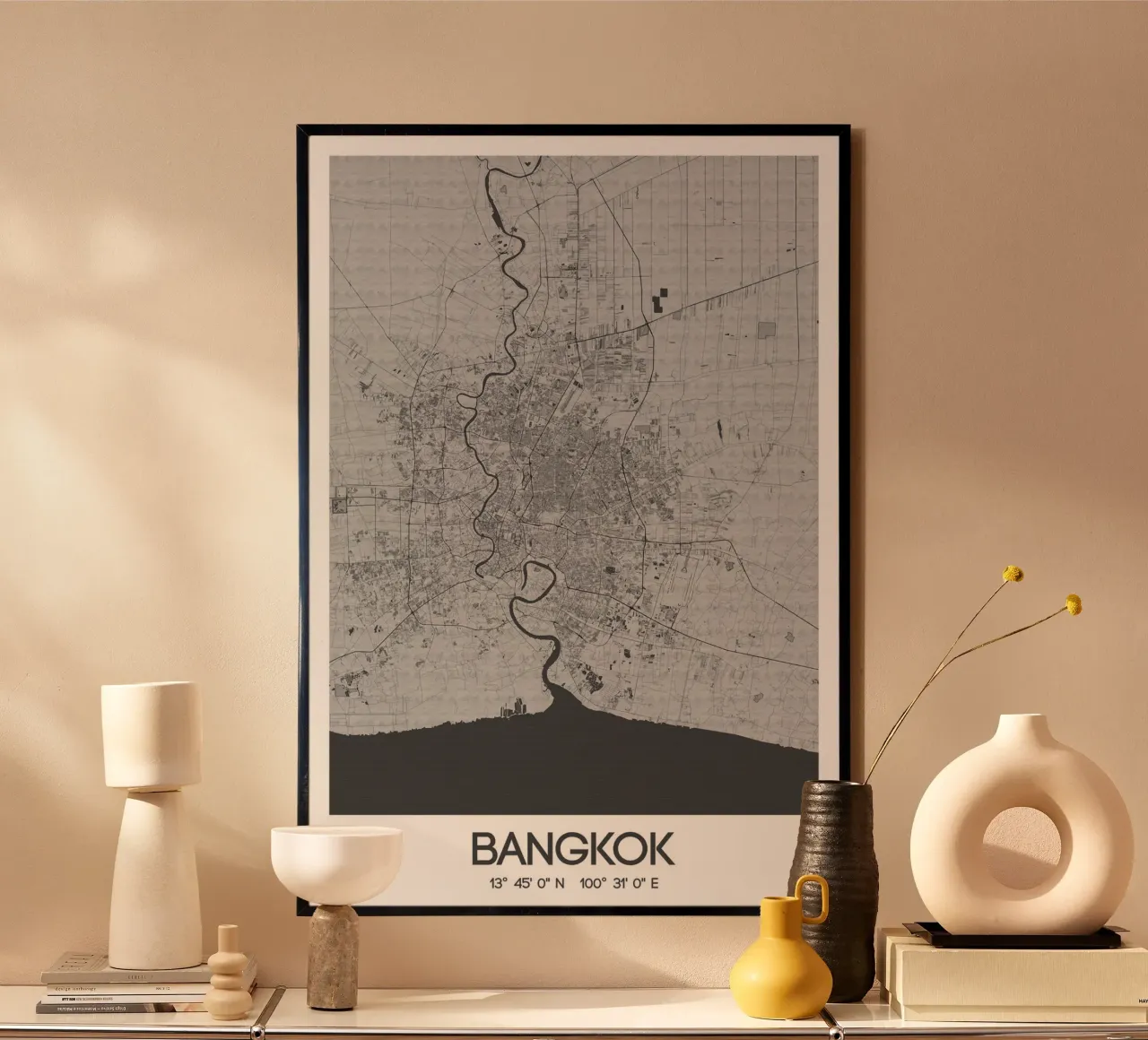 Kunstposter Bangkok - Stadsplattegrond in modern ontwerp poster van CityMapPoster