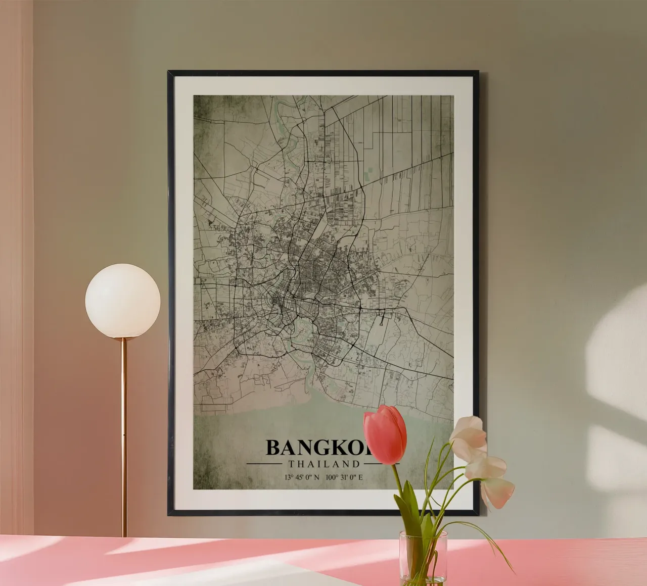Mappa della città di Bangkok Vintage poster da CityMapPoster