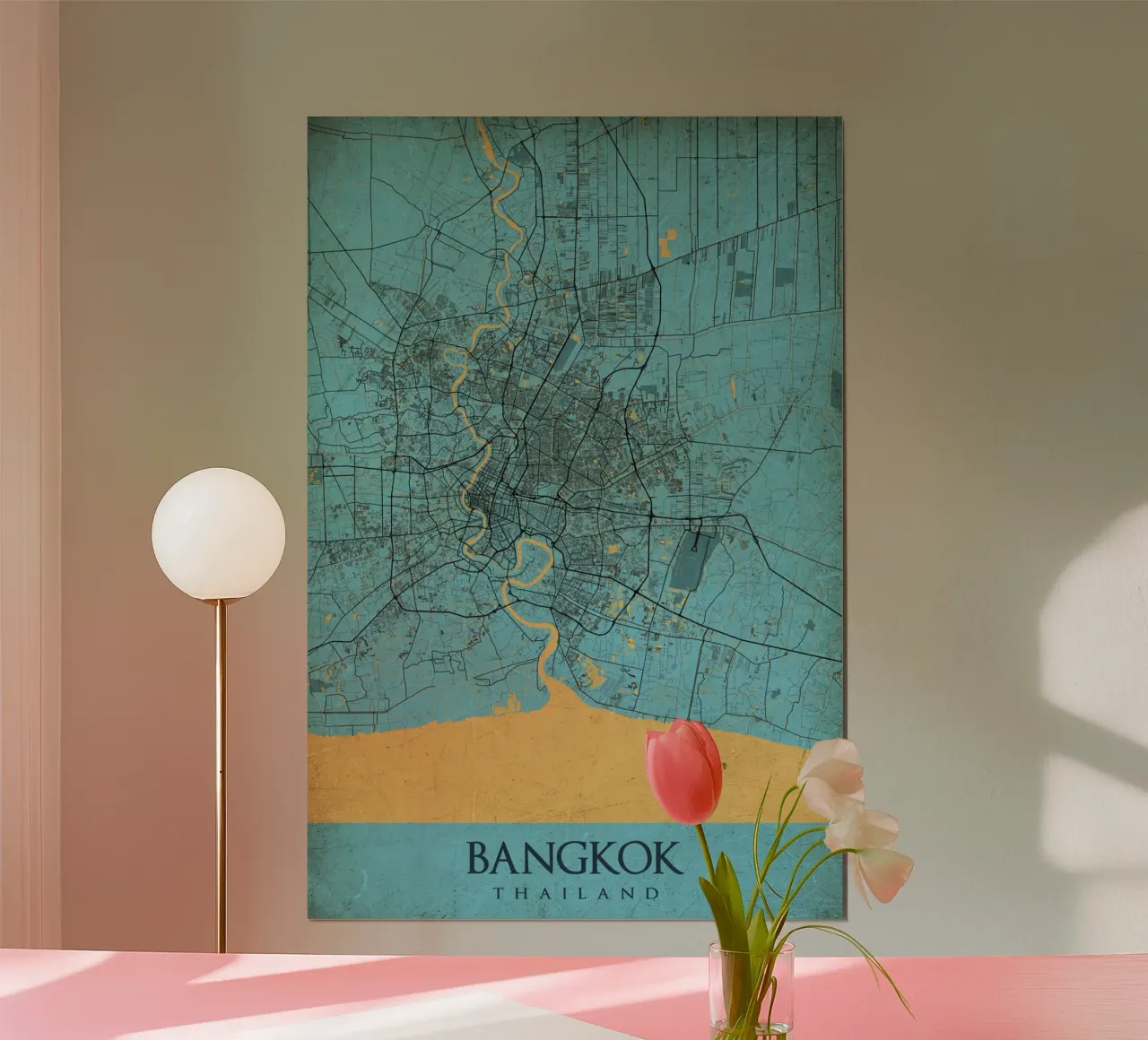 Mappa retrò della città di Bangkok carta hahnemühle da CityMapPoster