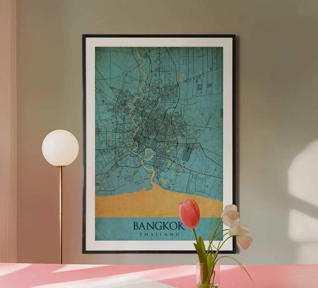 Mappa retrò della città di Bangkok carta hahnemühle da CityMapPoster