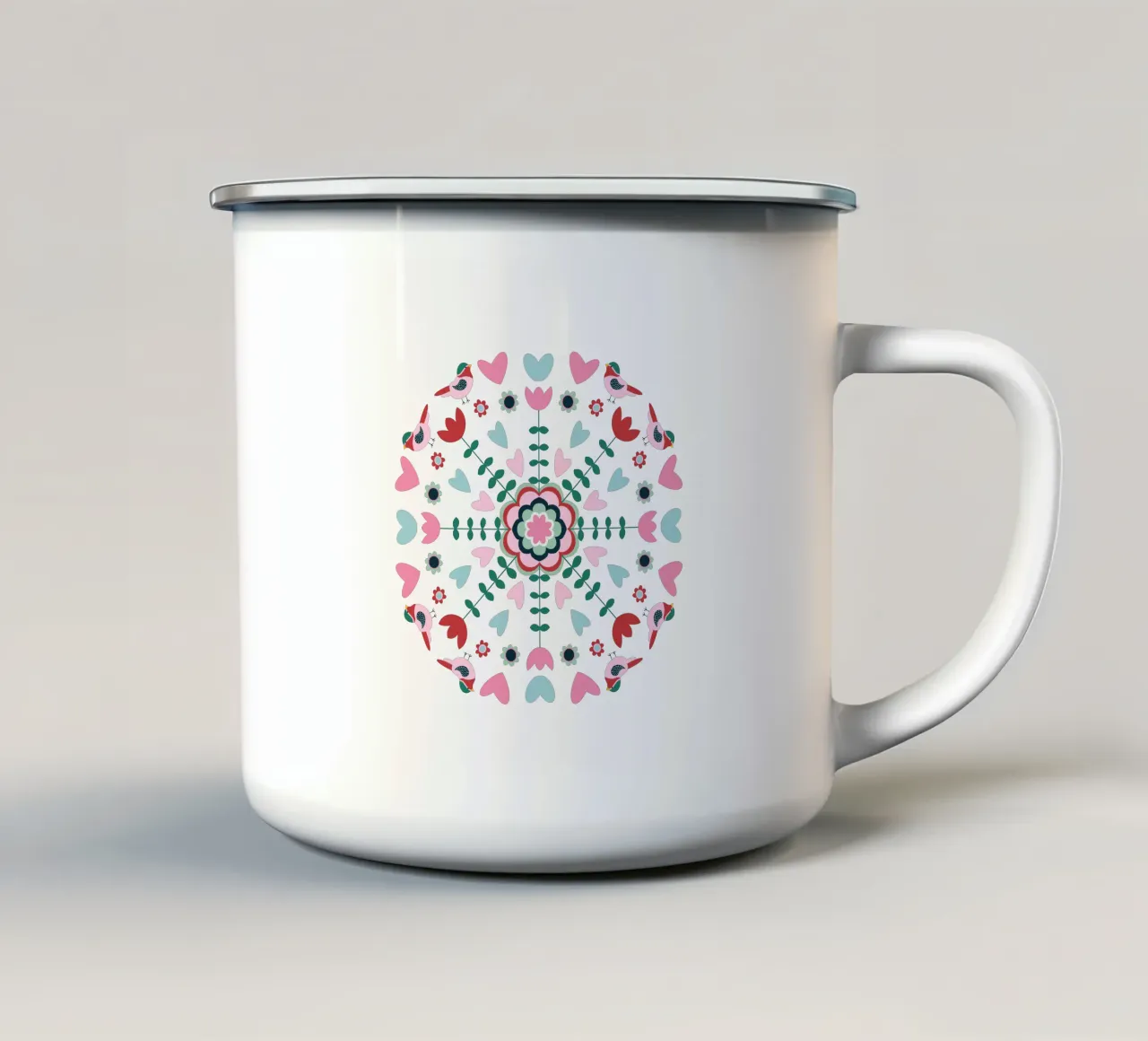 Folklore Frühling rund tazza in smalto da Miris bunte Modewelt