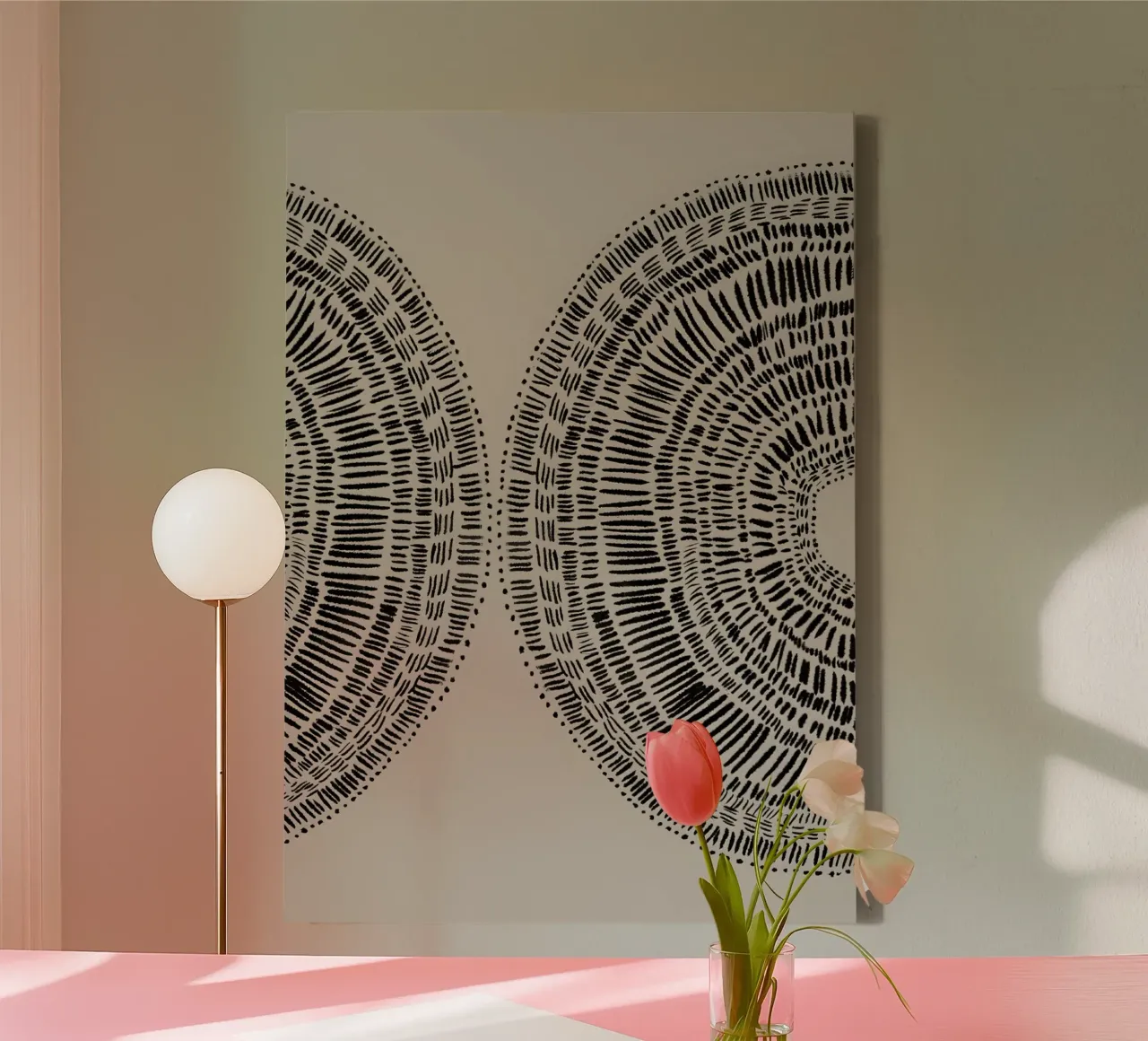 Geometric nature - Rhythmic circles canvas with Floater frame by Kunst und Kontrast