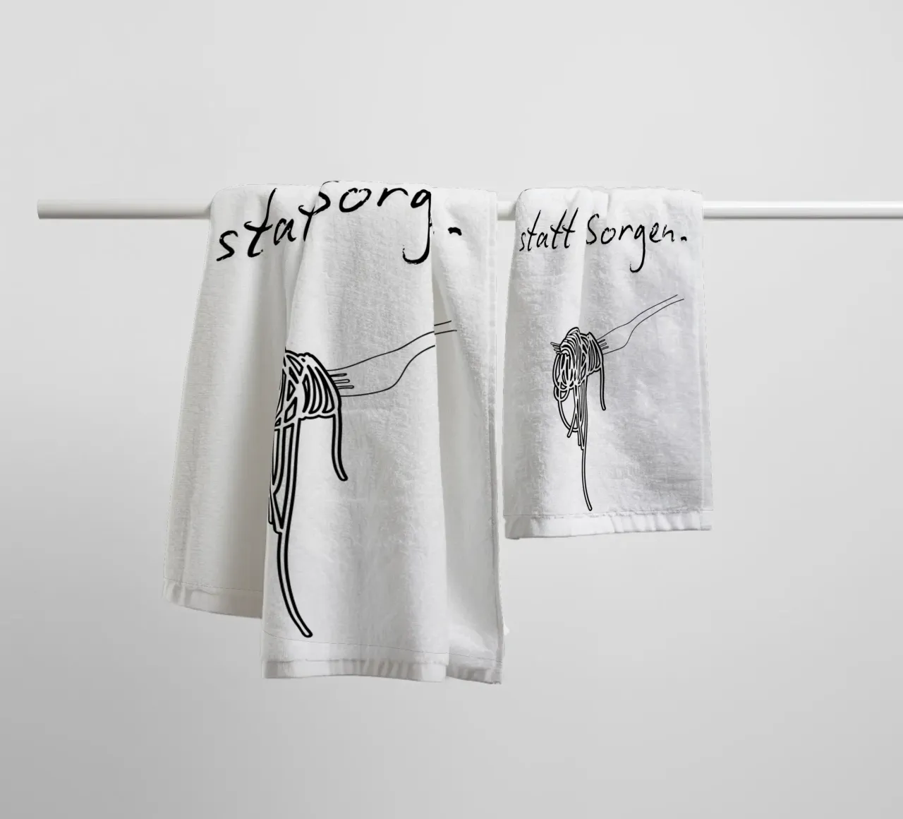 Lieber Nudeln, statt Sorgen. towel by NORDLICHT DESIGNS