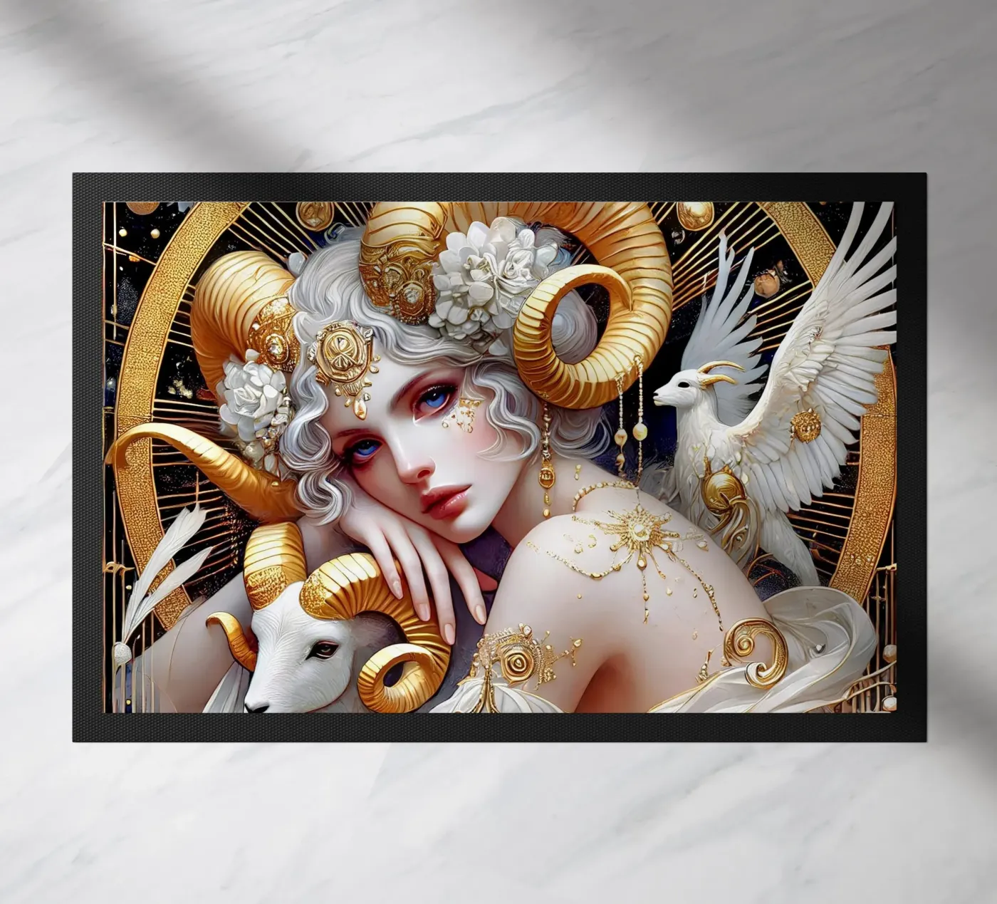 Astrological sign Aries Fußmatte von Art-Nouveau-Dsg