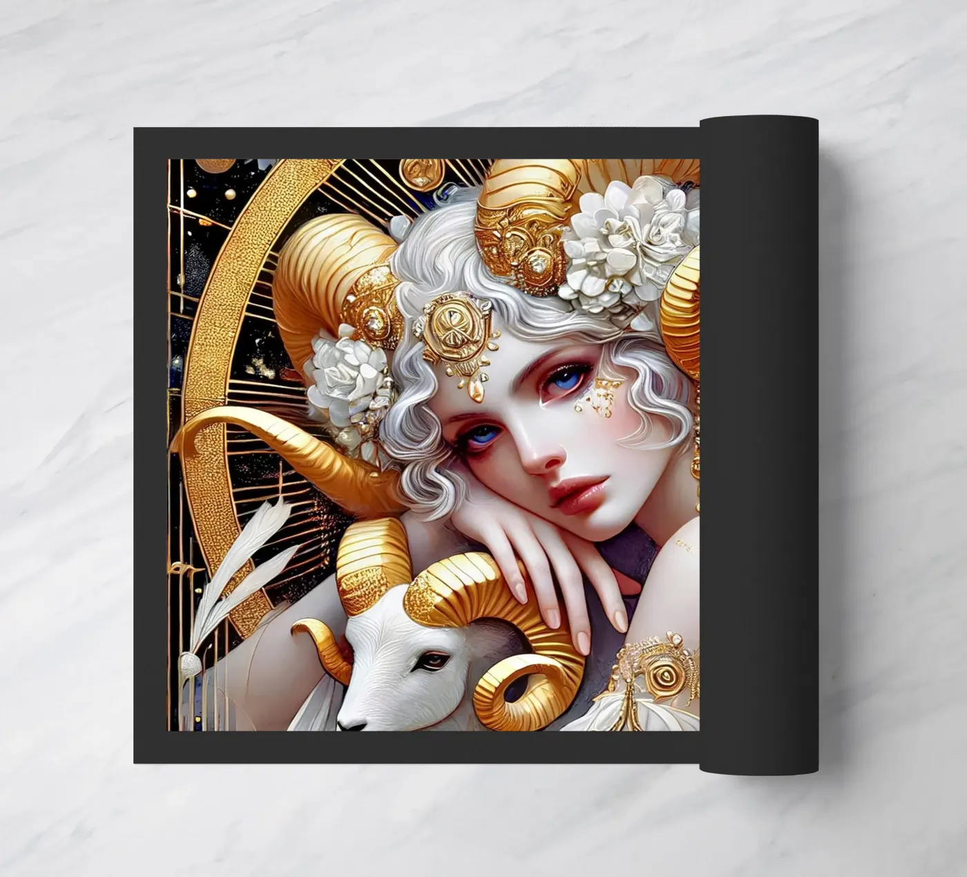 Astrological sign Aries Fußmatte von Art-Nouveau-Dsg