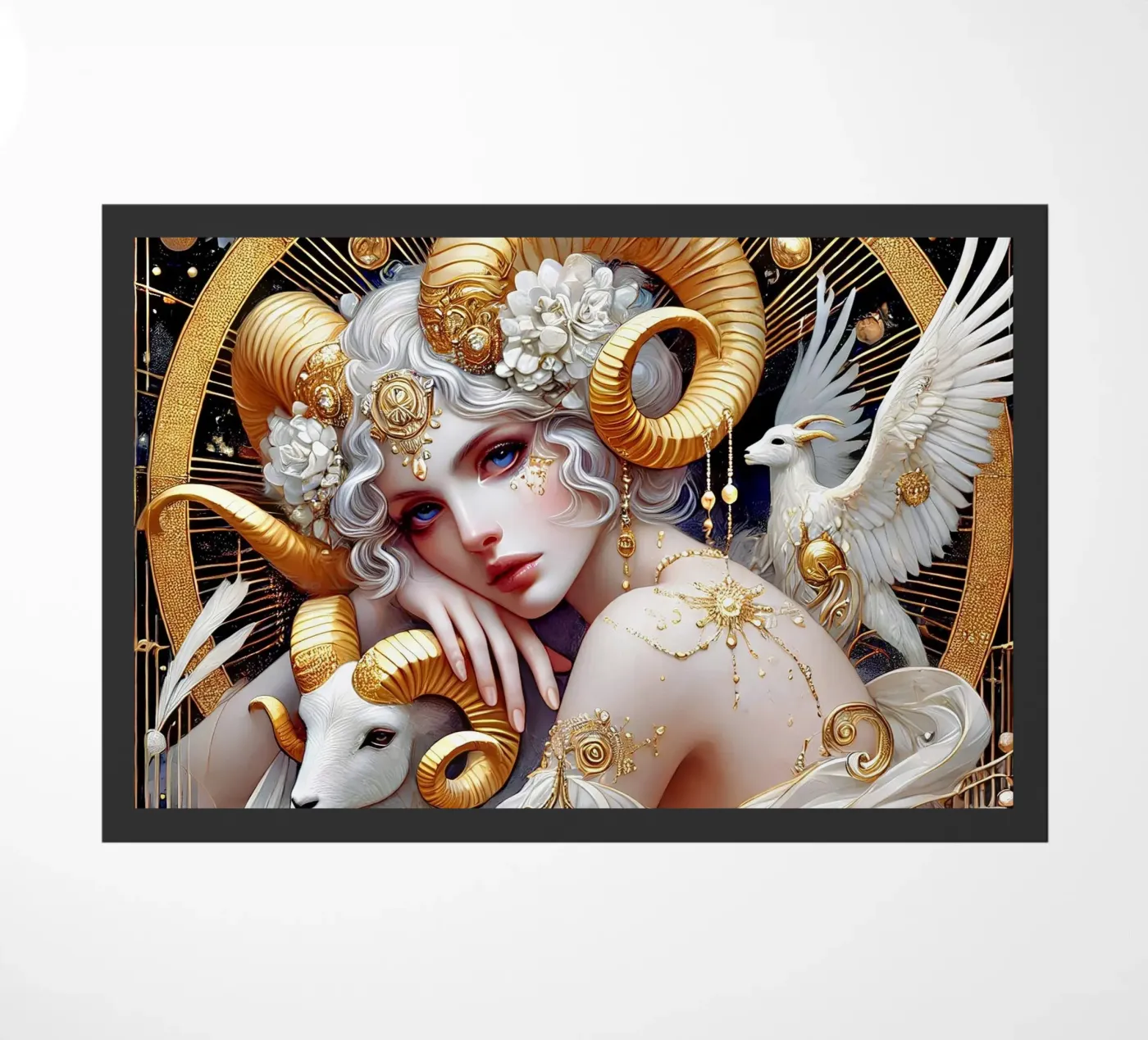 Astrological sign Aries Fußmatte von Art-Nouveau-Dsg
