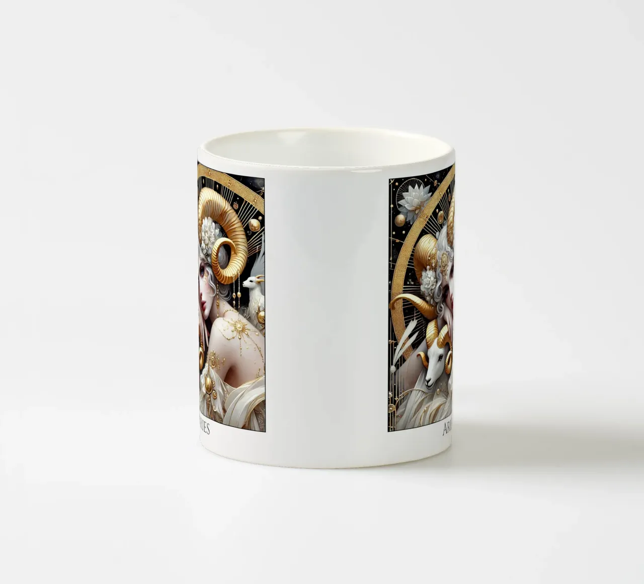 Segno zodiacale Ariete tazza in ceramica da Art-Nouveau-Dsg