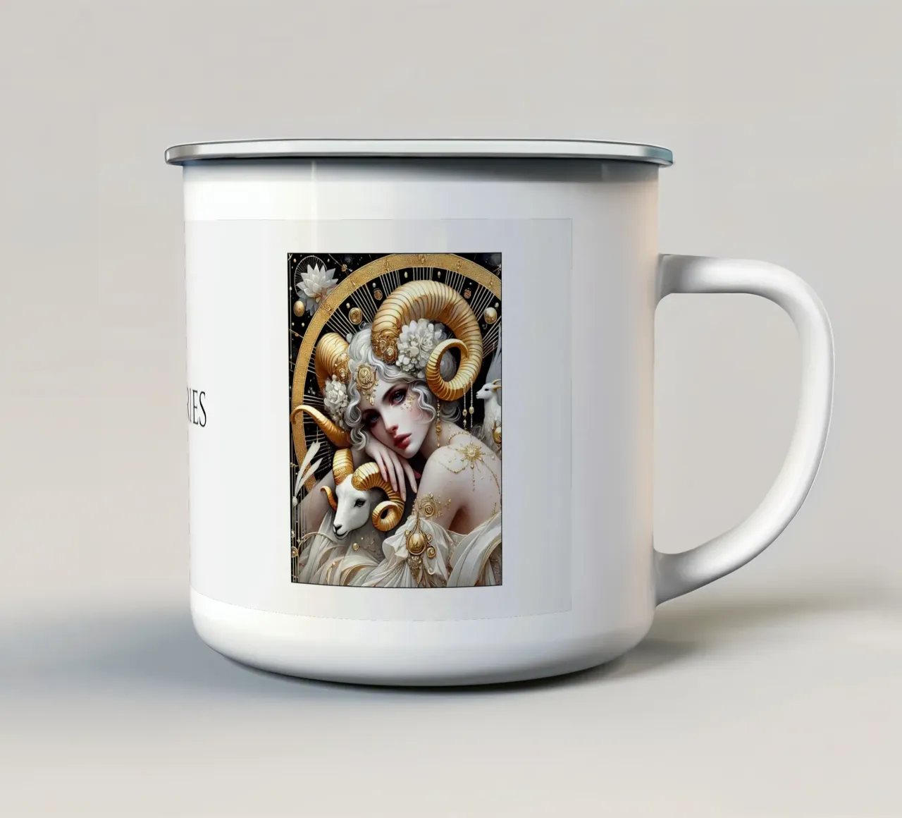 Segno zodiacale Ariete tazza in smalto da Art-Nouveau-Dsg