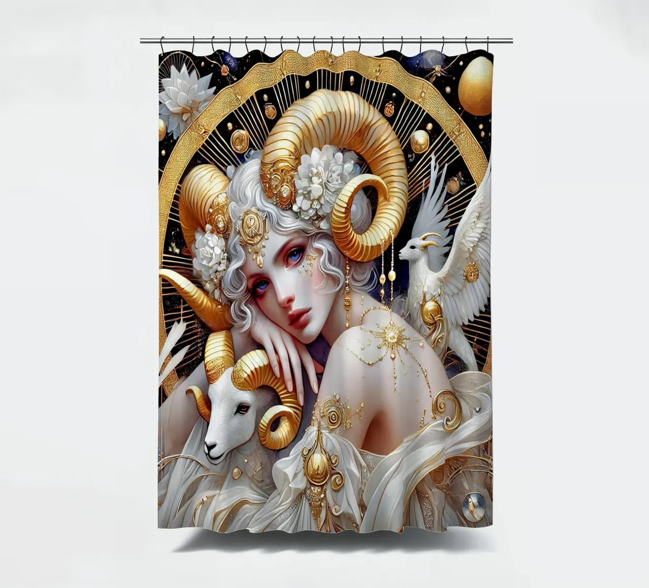 Sternzeichen Widder Duschvorhang von Art-Nouveau-Dsg