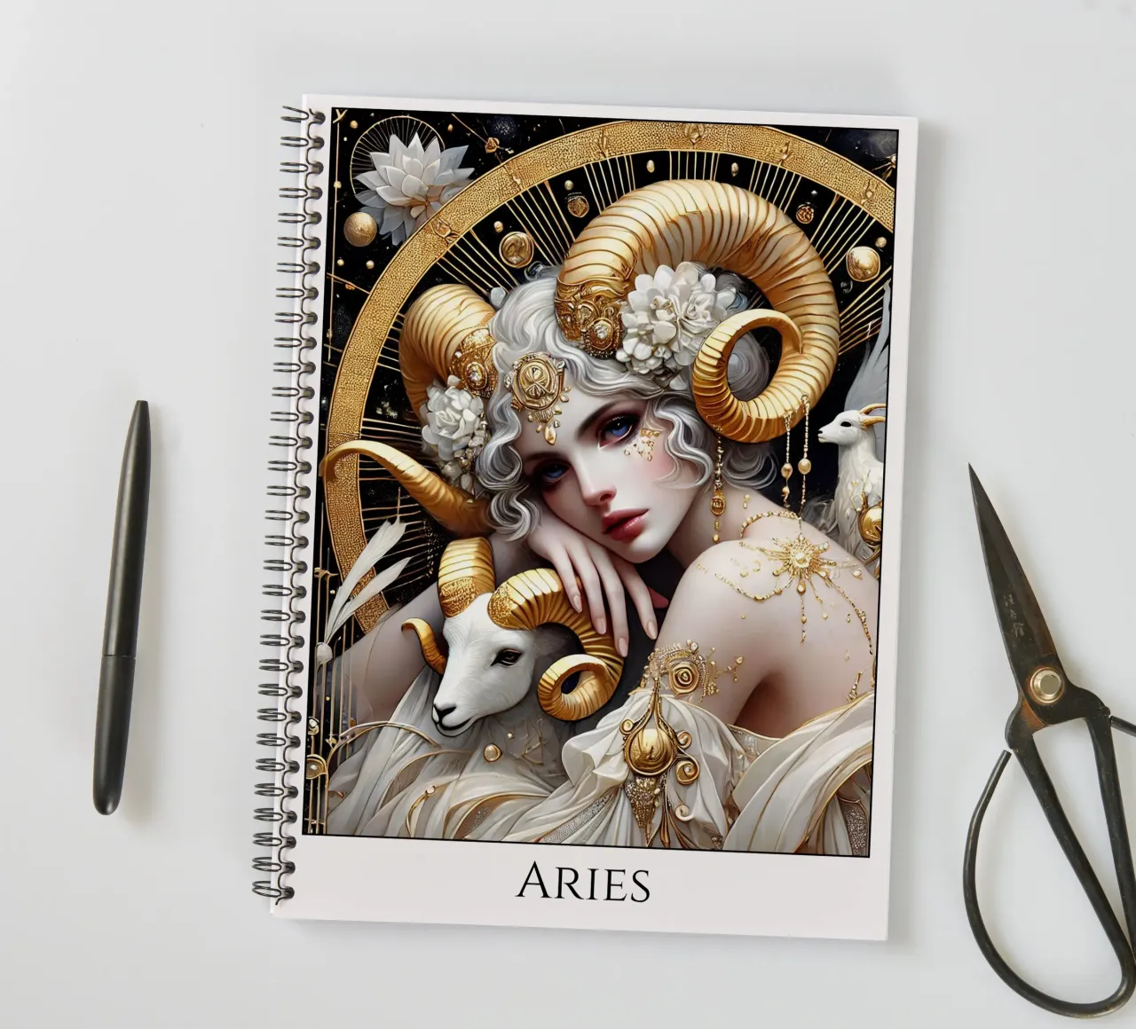 Astrological sign Aries spiral notebook by Art-Nouveau-Dsg