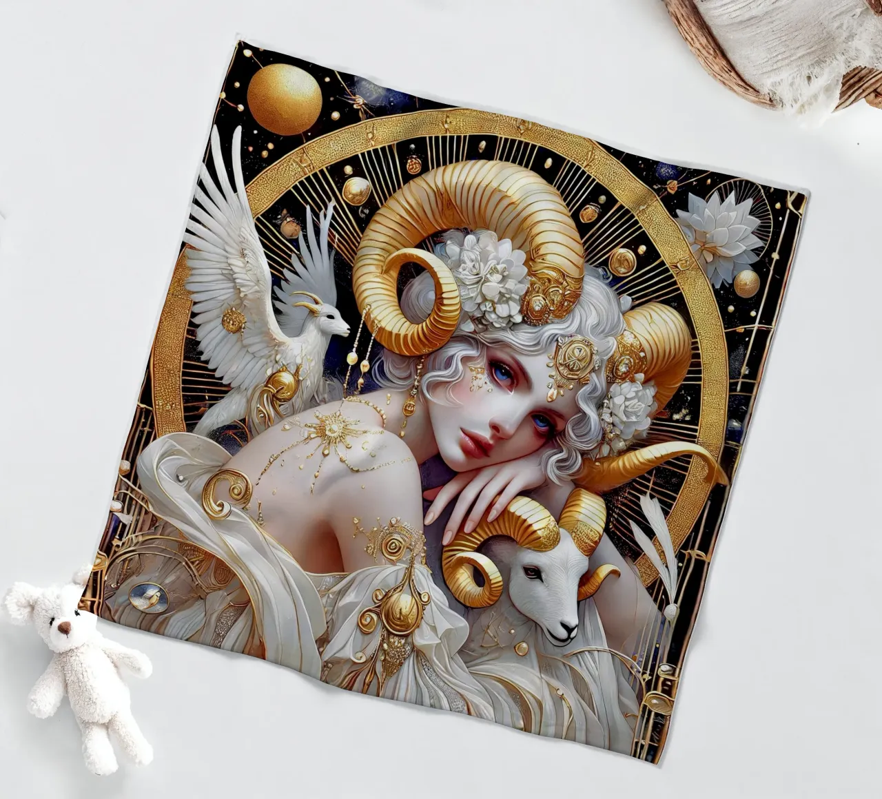 Sternzeichen Widder Fleecedecke von Art-Nouveau-Dsg