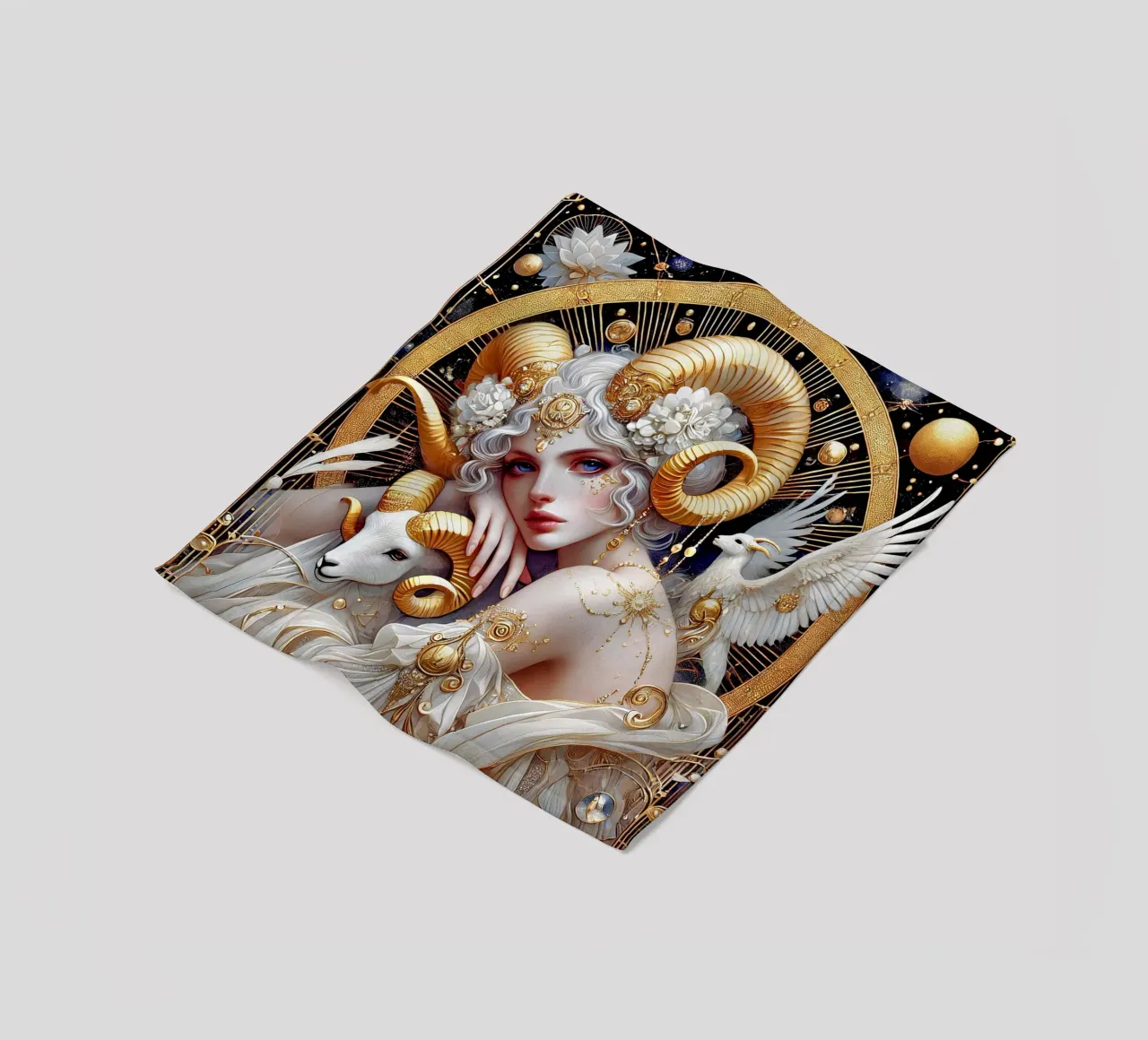 Sternzeichen Widder Fleecedecke von Art-Nouveau-Dsg