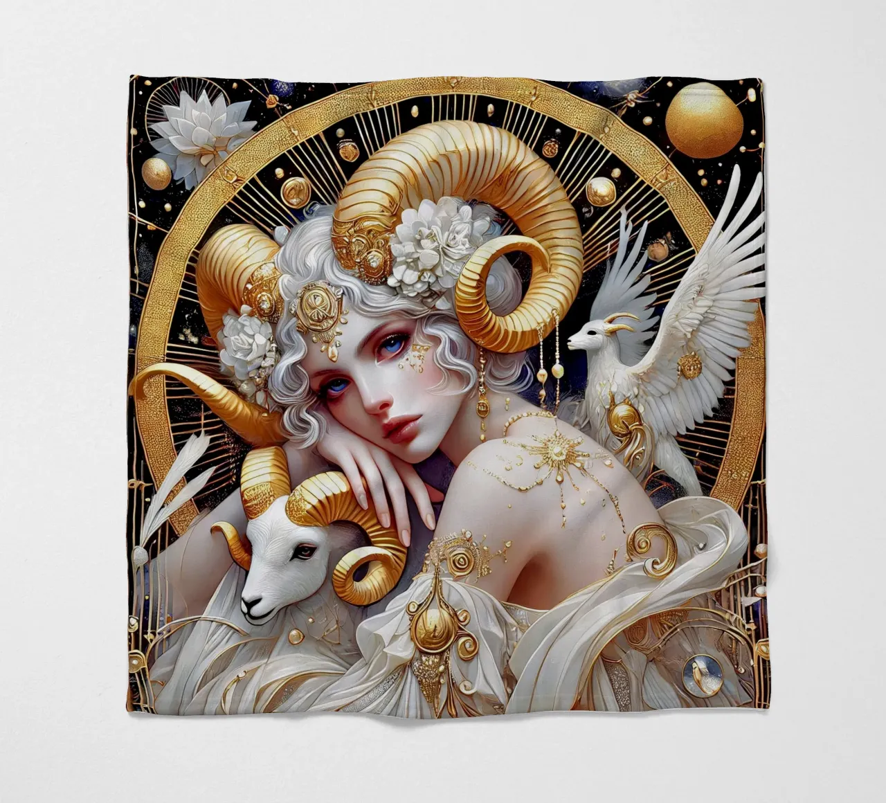 Sternzeichen Widder Fleecedecke von Art-Nouveau-Dsg