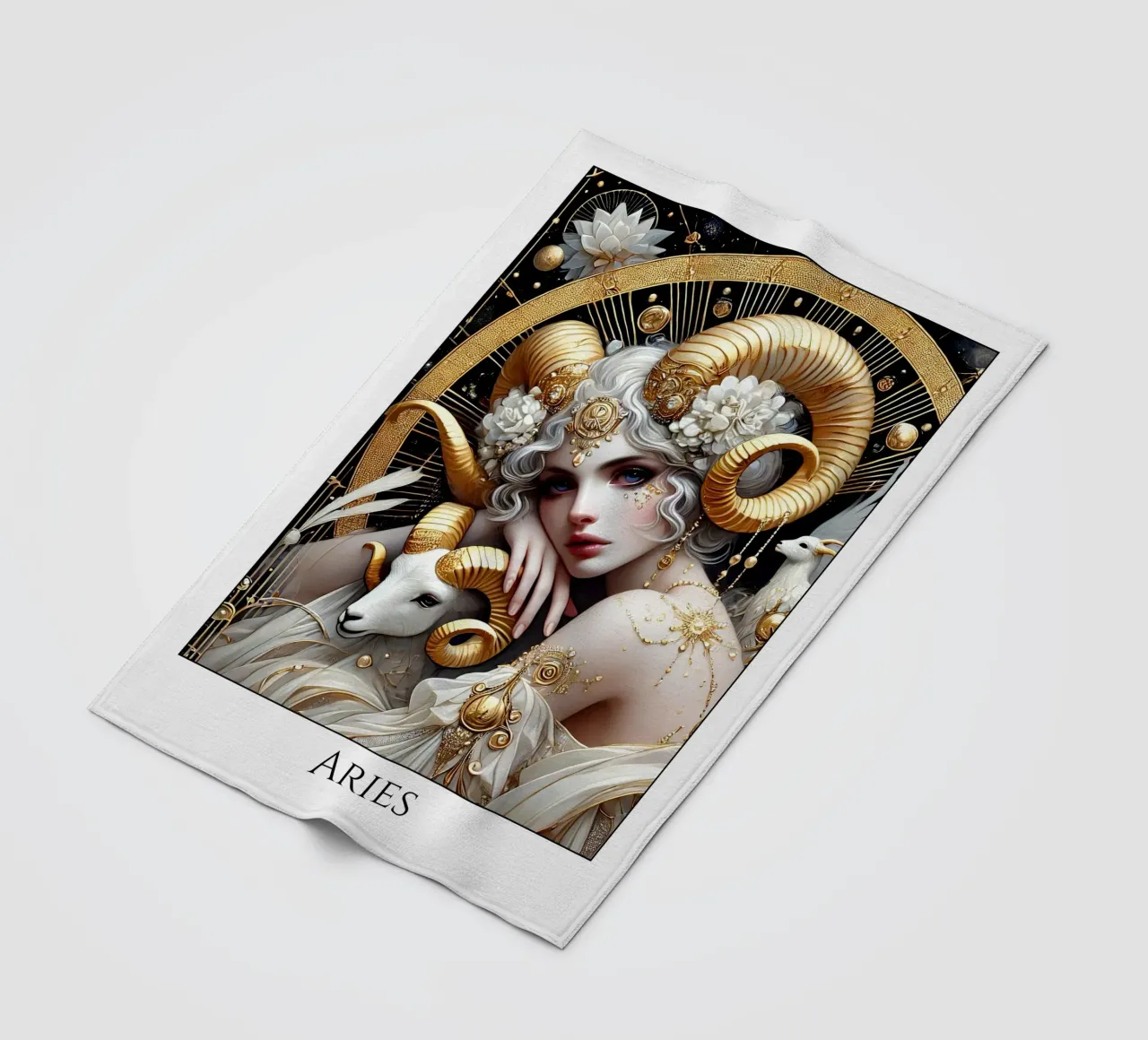 Sternzeichen Widder Fleecedecke von Art-Nouveau-Dsg