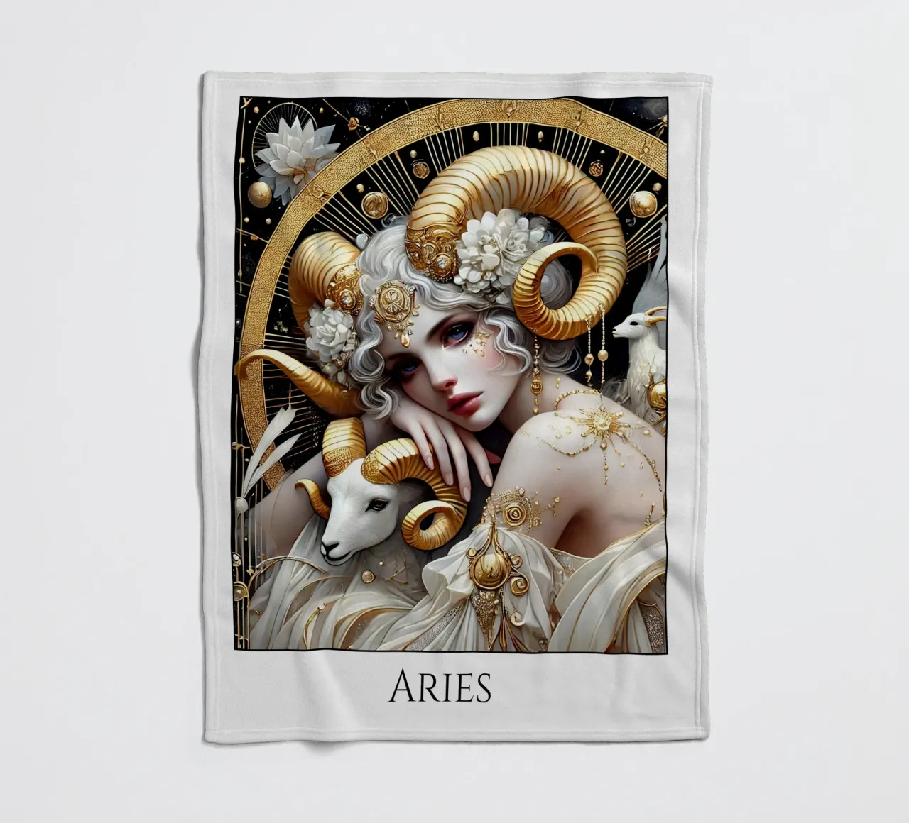 Sternzeichen Widder Fleecedecke von Art-Nouveau-Dsg