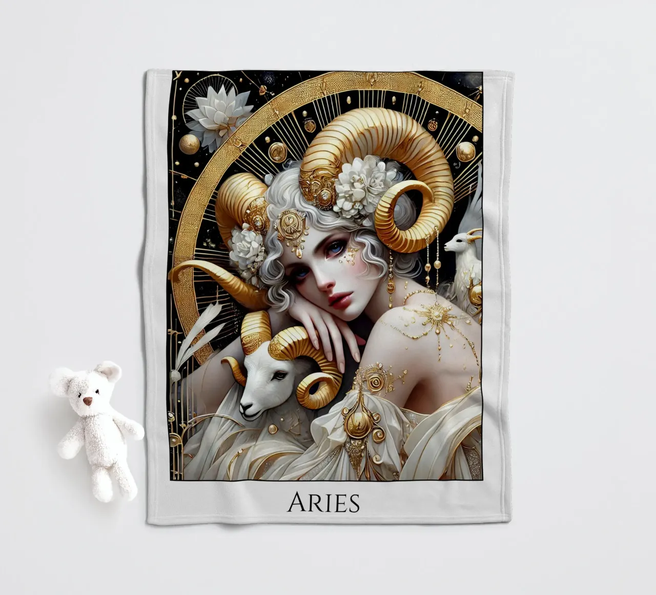 Sternzeichen Widder Fleecedecke von Art-Nouveau-Dsg