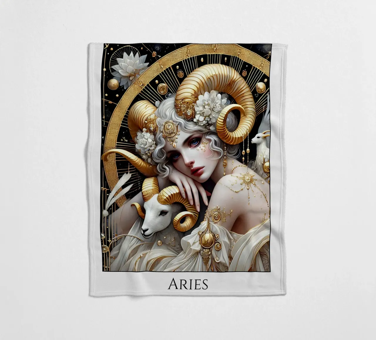 Sternzeichen Widder Fleecedecke von Art-Nouveau-Dsg