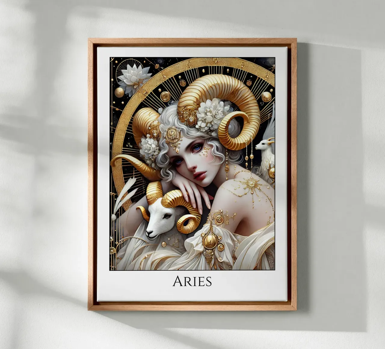 Segno zodiacale Ariete tela con Cornice a cassetta da Art-Nouveau-Dsg