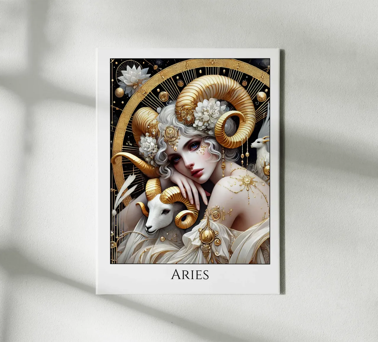 Segno zodiacale Ariete tela con Cornice a cassetta da Art-Nouveau-Dsg
