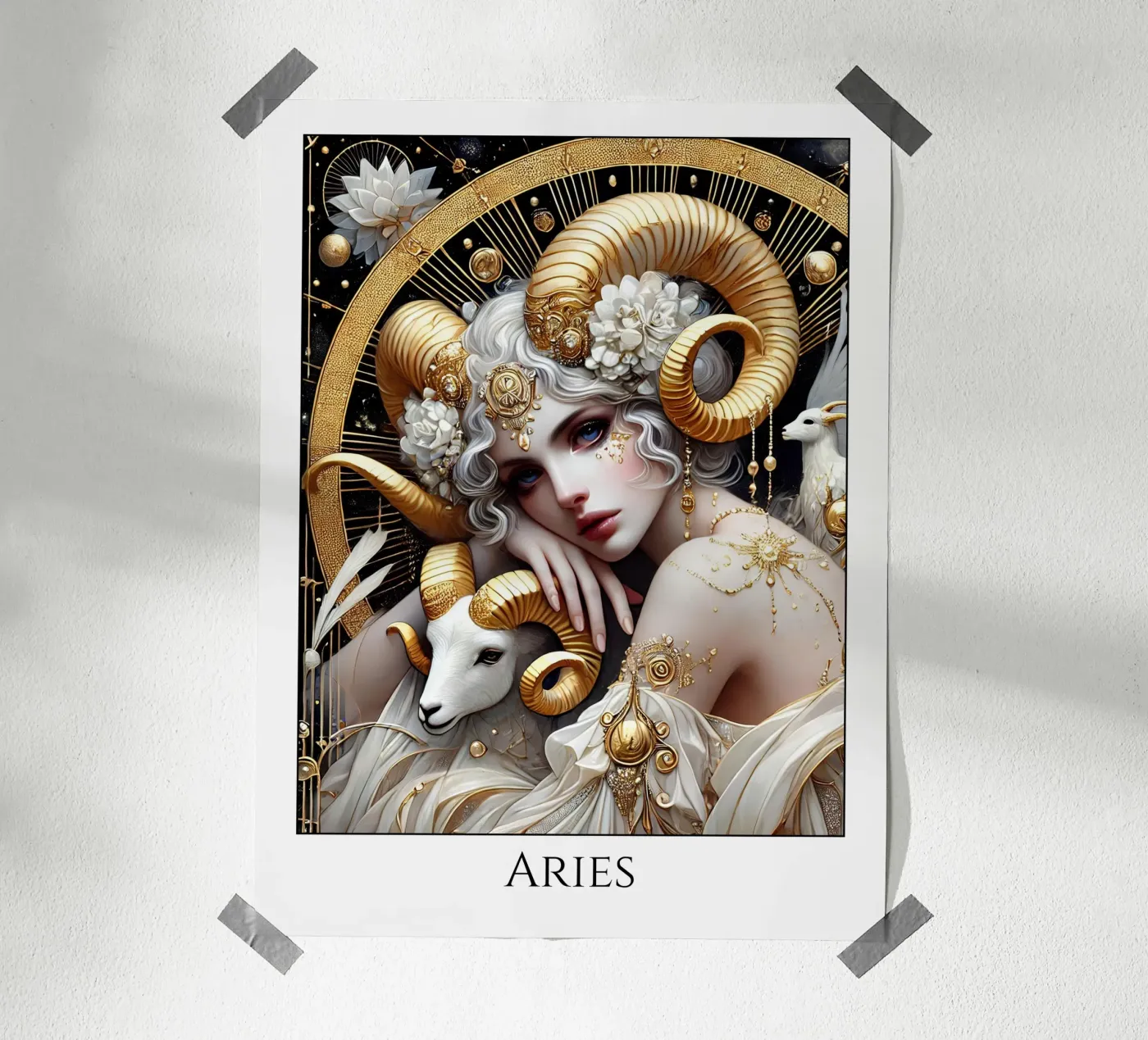 Sternzeichen Widder Poster von Art-Nouveau-Dsg