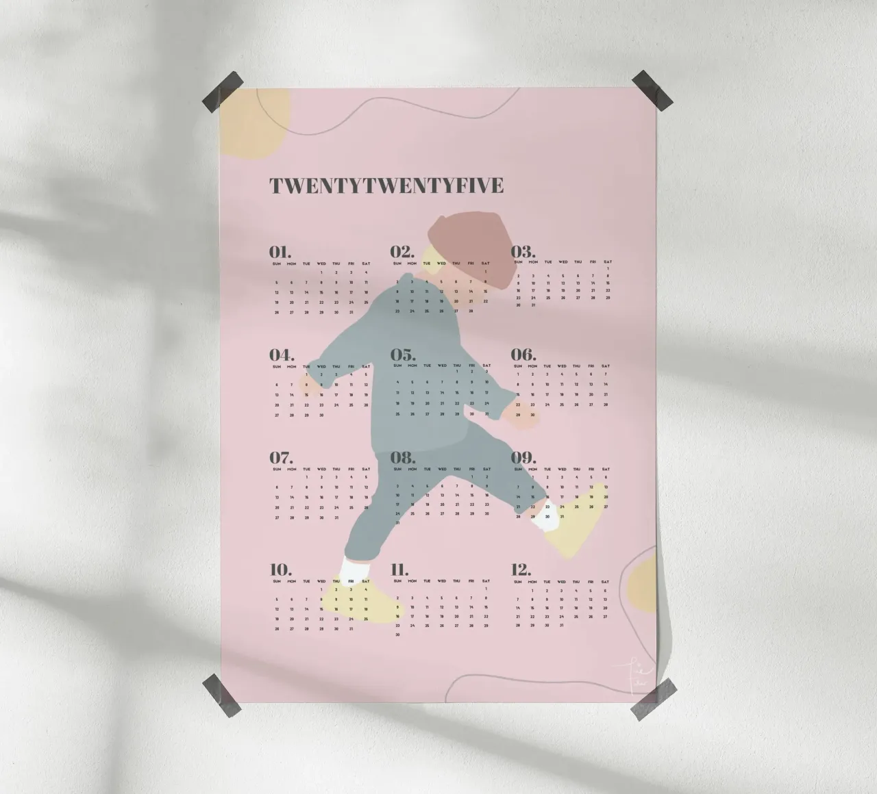 TAMO illustrated wall calendar 2025 - English version hahnemühle by Tine Taler